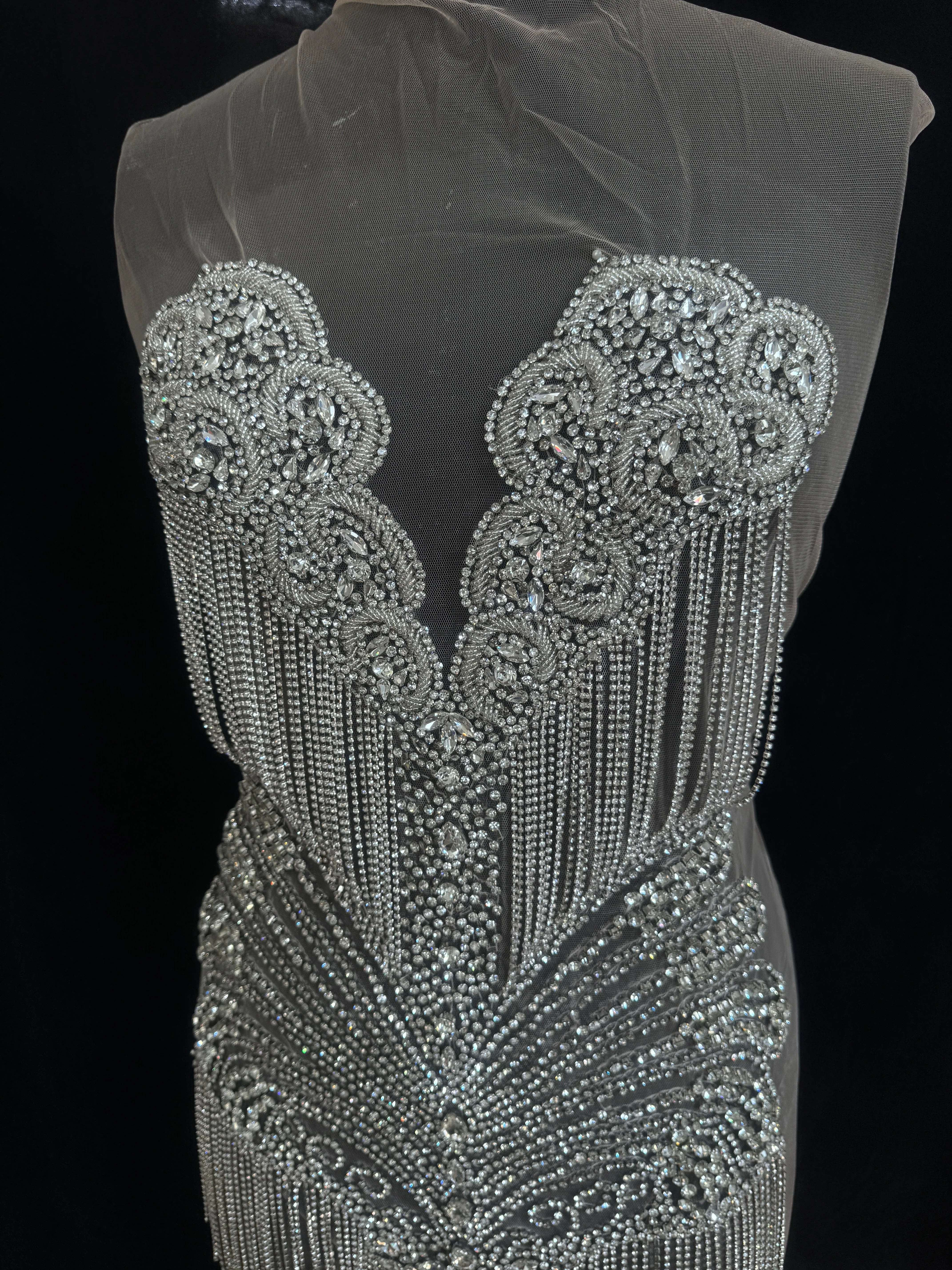 Rosie Silver Rhinestone Bodice Applique - Image 2
