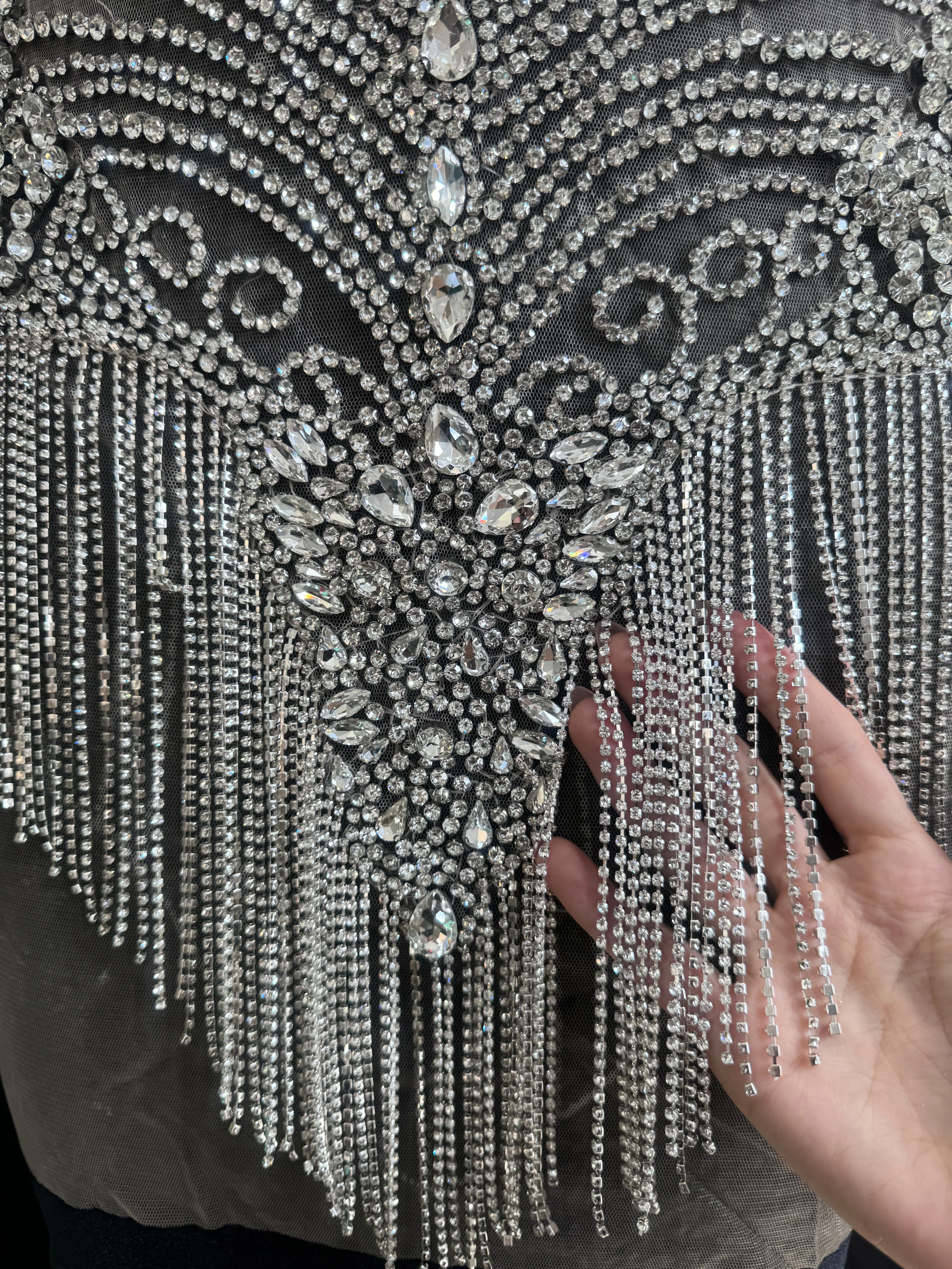 Rosie Silver Rhinestone Bodice Applique - Image 4