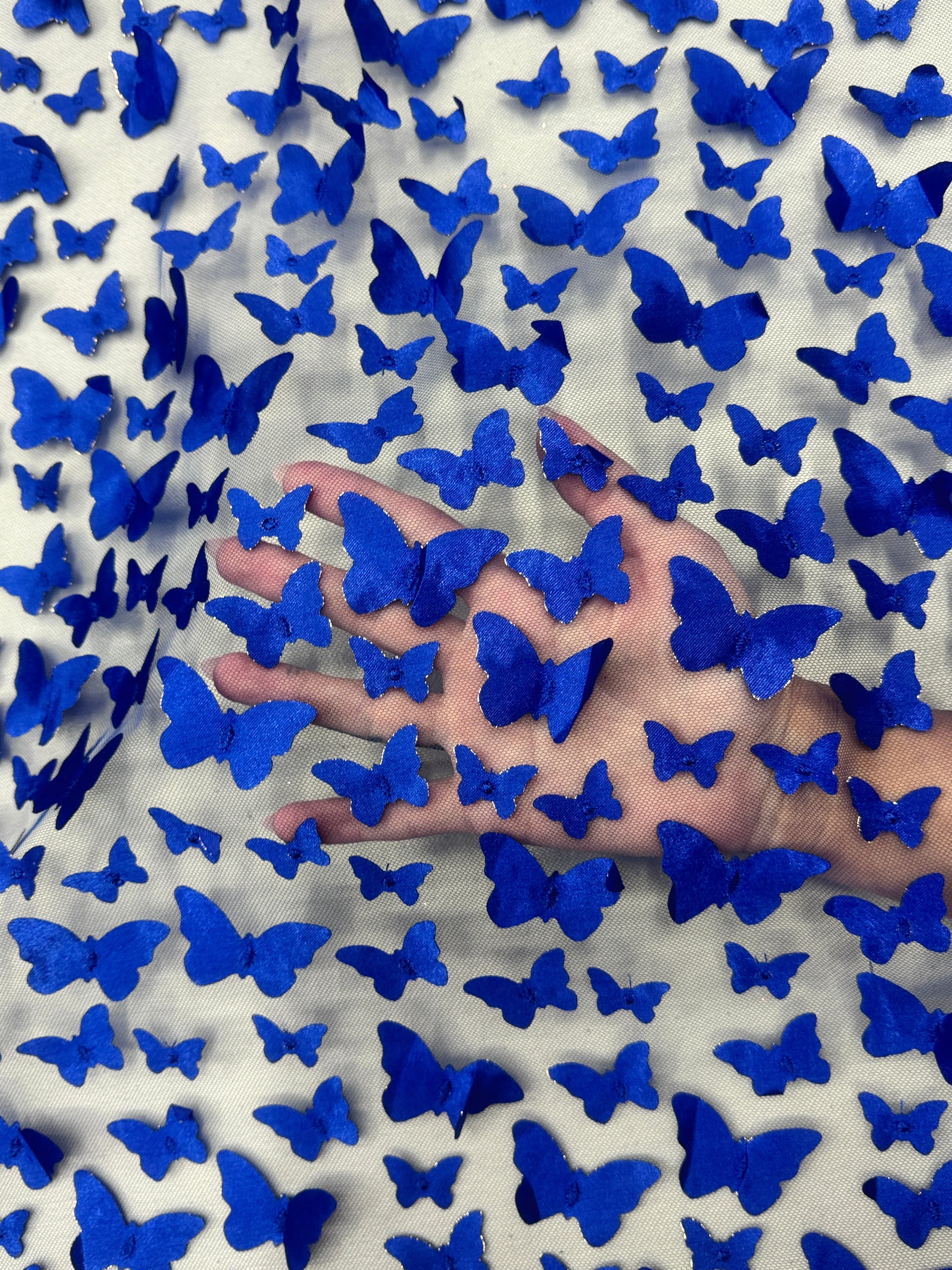Royal Blue 3D Butterfly Lace - Image 2
