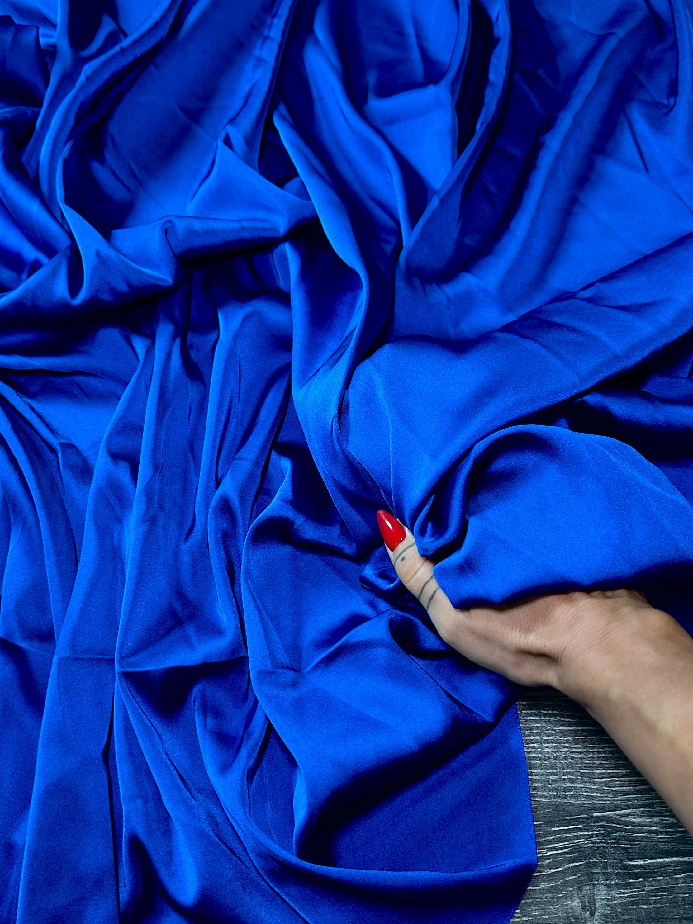 Royal Blue Stretch Crepe Back Satin - Image 3