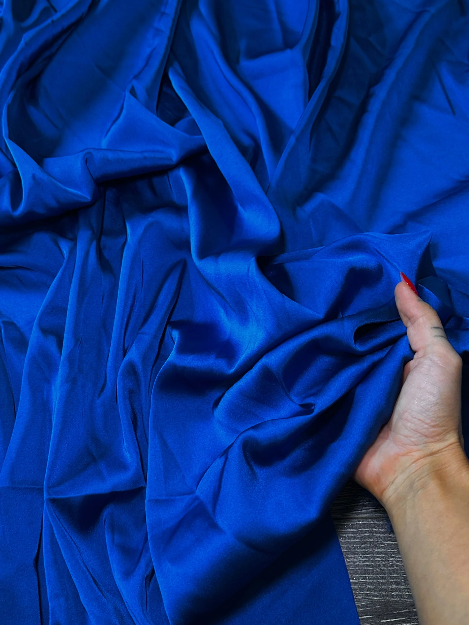 Royal Blue Stretch Crepe Back Satin - Image 4