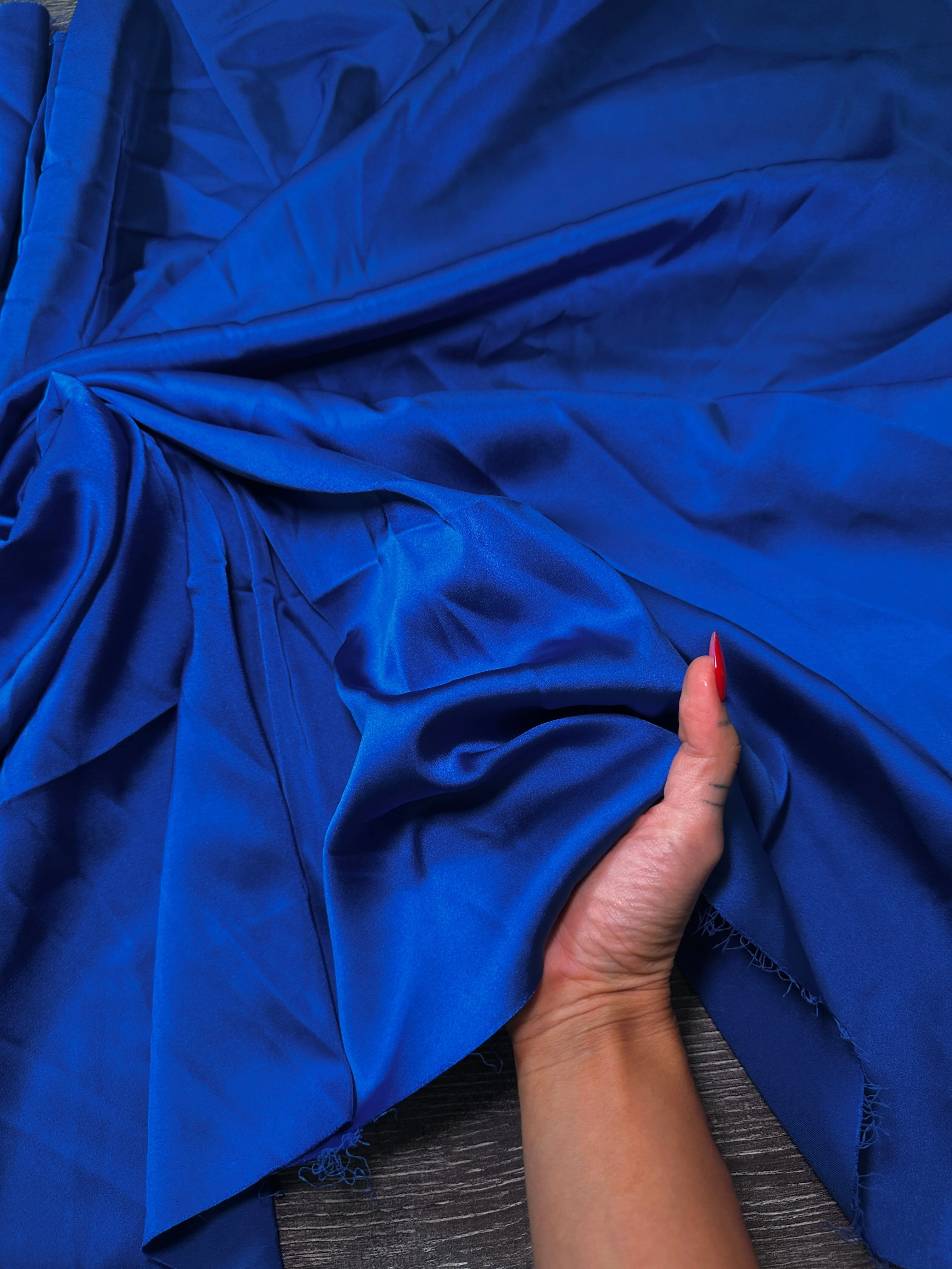 Royal Blue Stretch Crepe Back Satin - Image 5