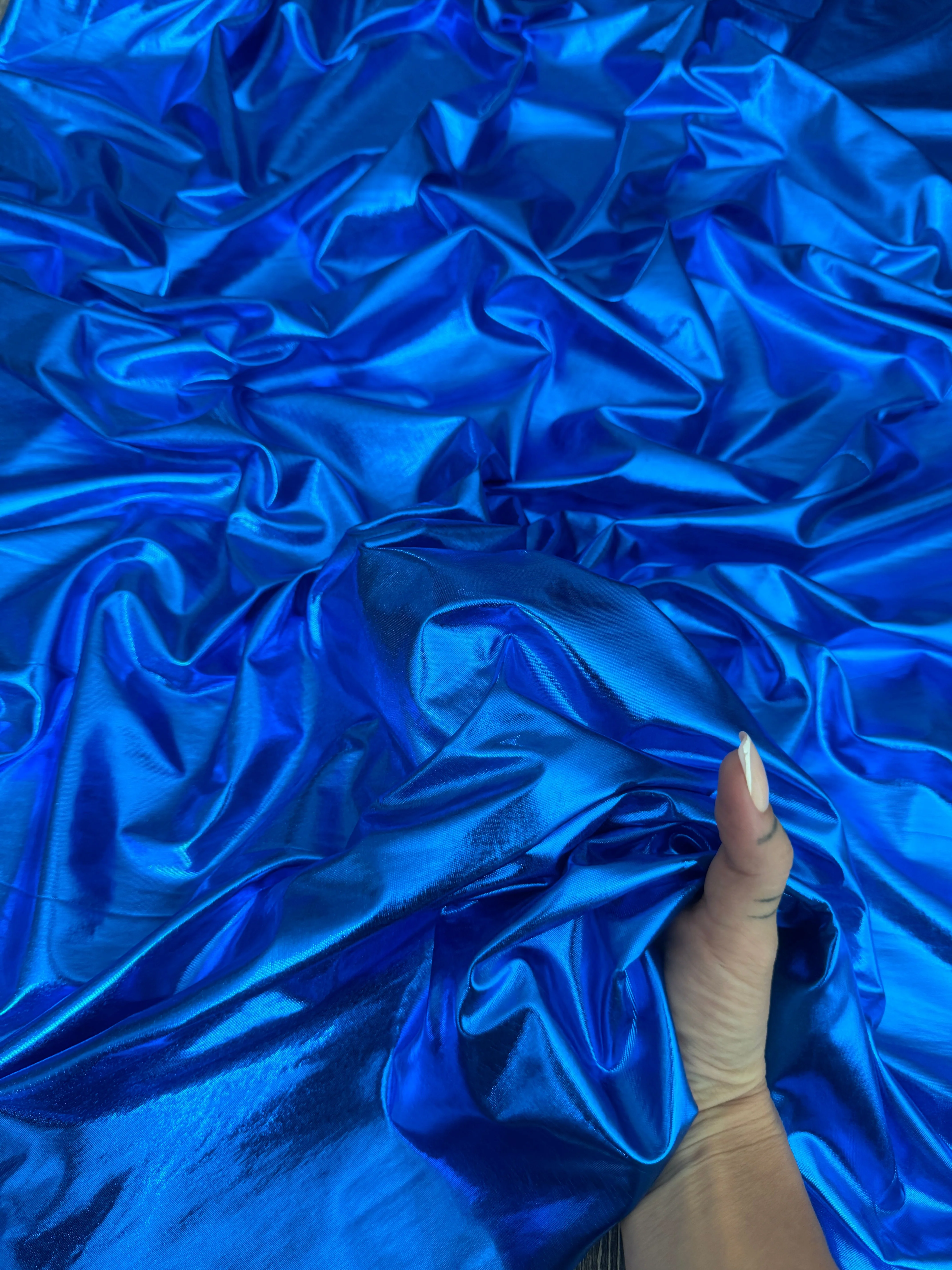 Royal Blue Coated Spandex Pleather - Image 3