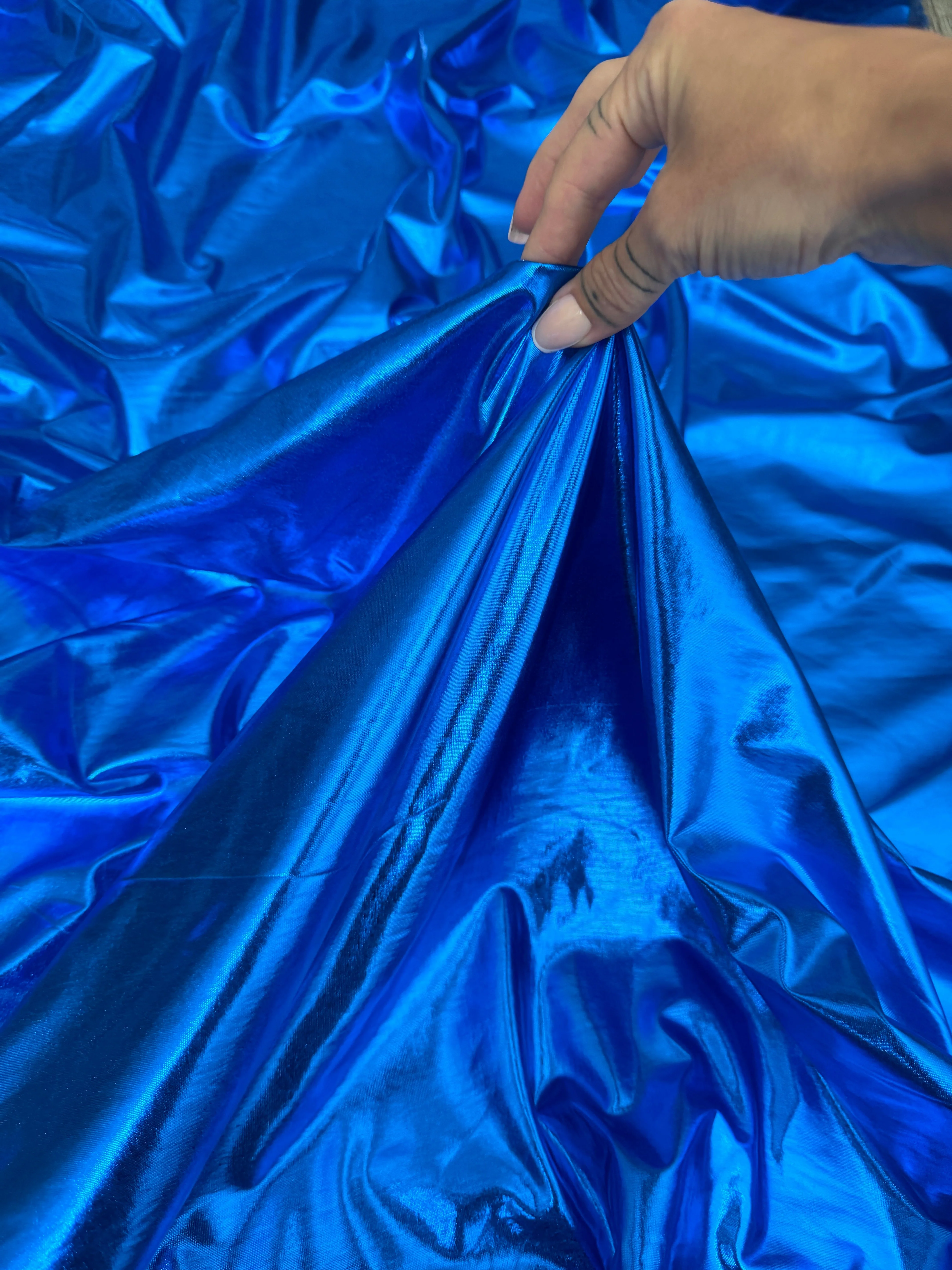 Royal Blue Coated Spandex Pleather - Image 5