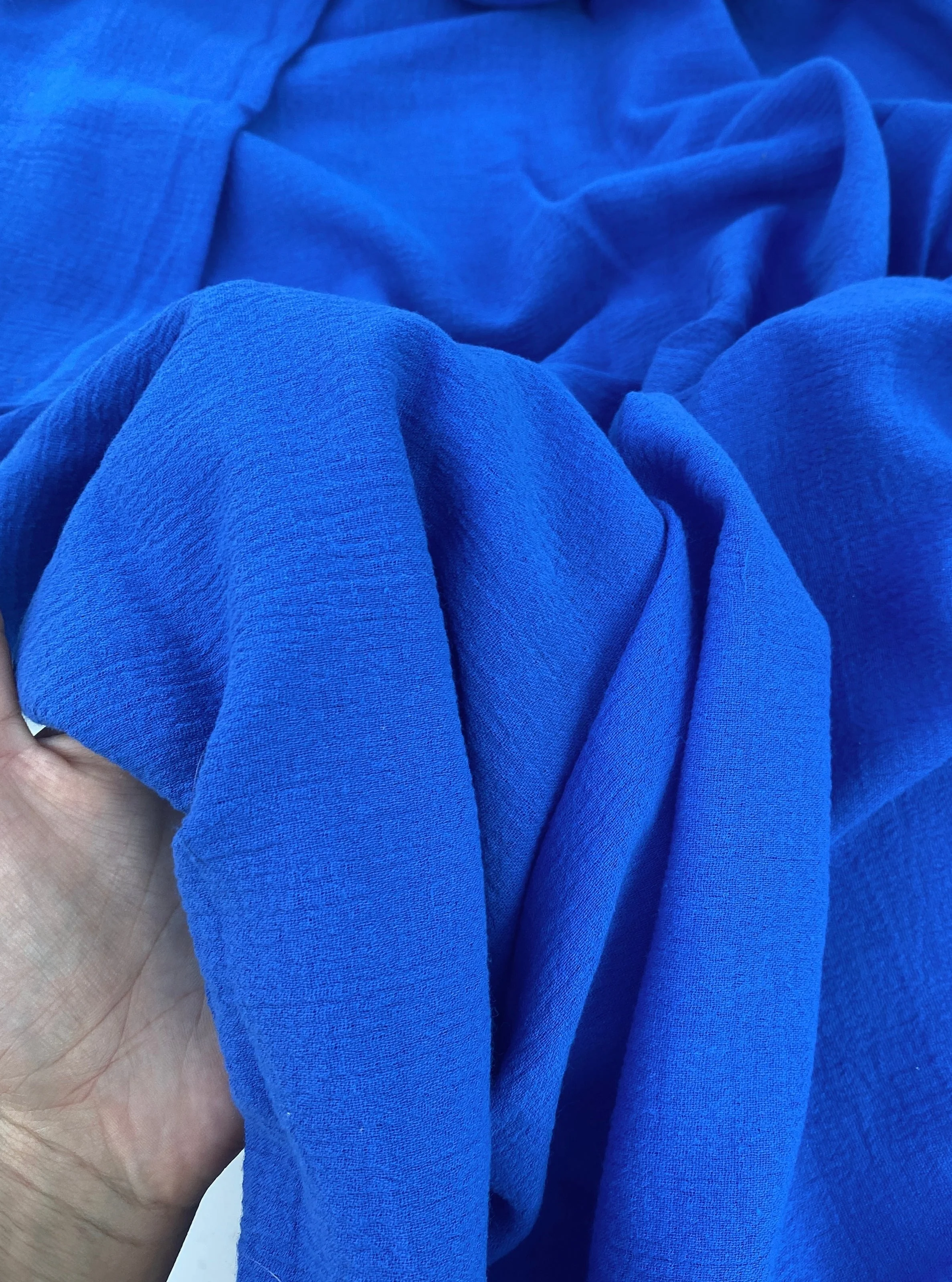 Royal Blue Crinkle Cotton Gauze - Image 3