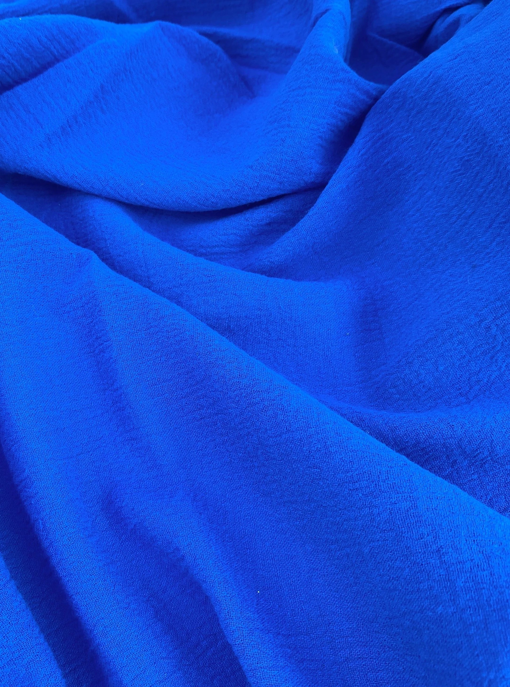 Royal Blue Crinkle Cotton Gauze - Image 4