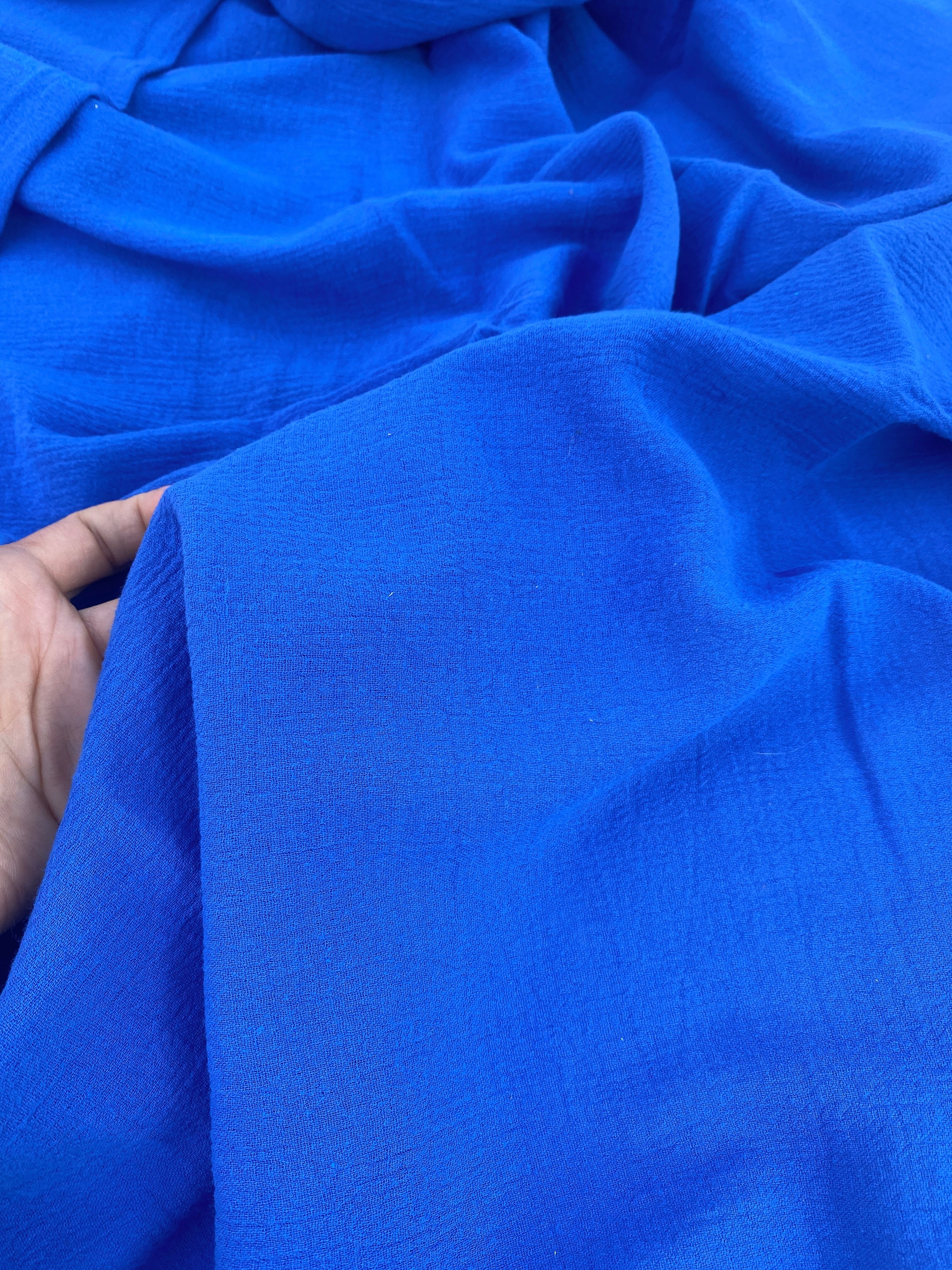 Royal Blue Crinkle Cotton Gauze - Image 6