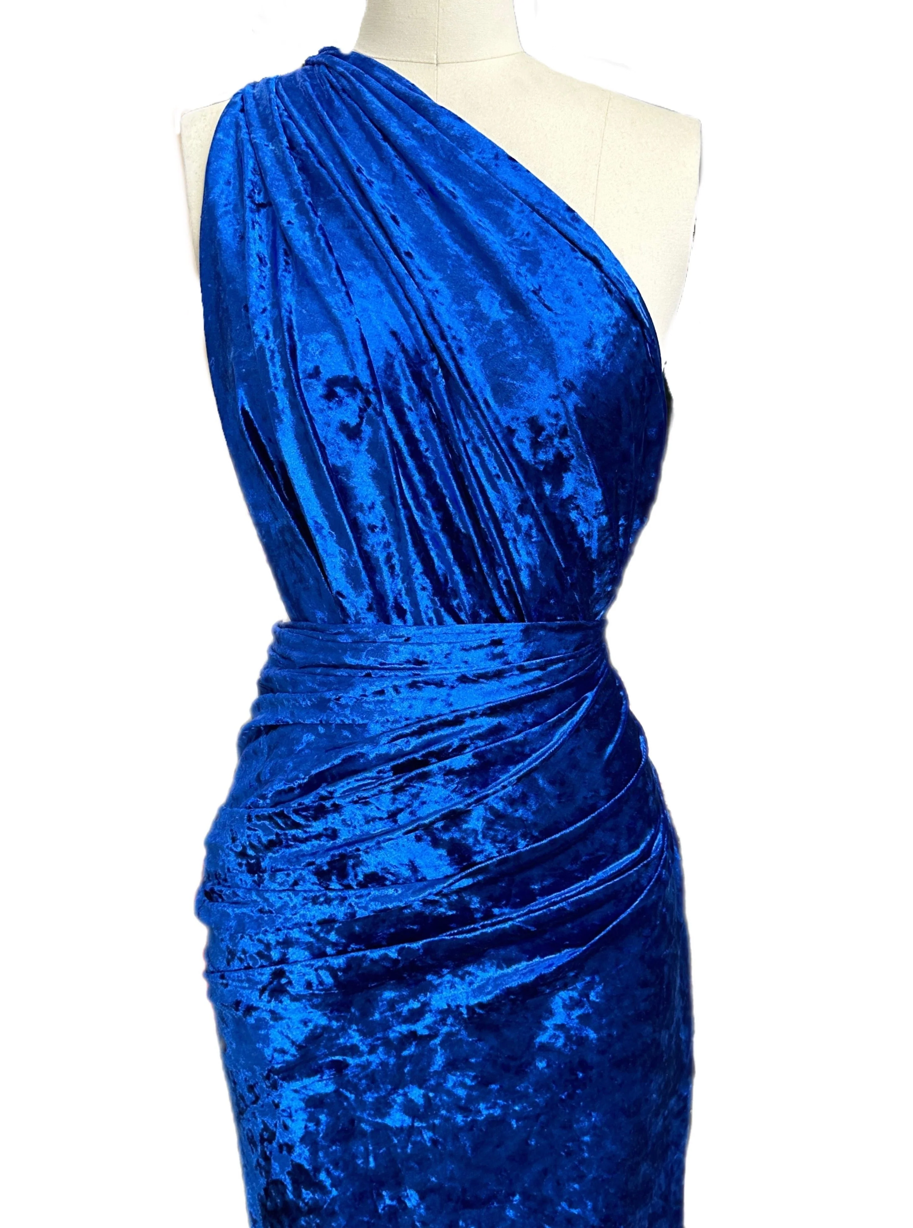 Royal Blue Stretch Crushed Velvet - Image 3