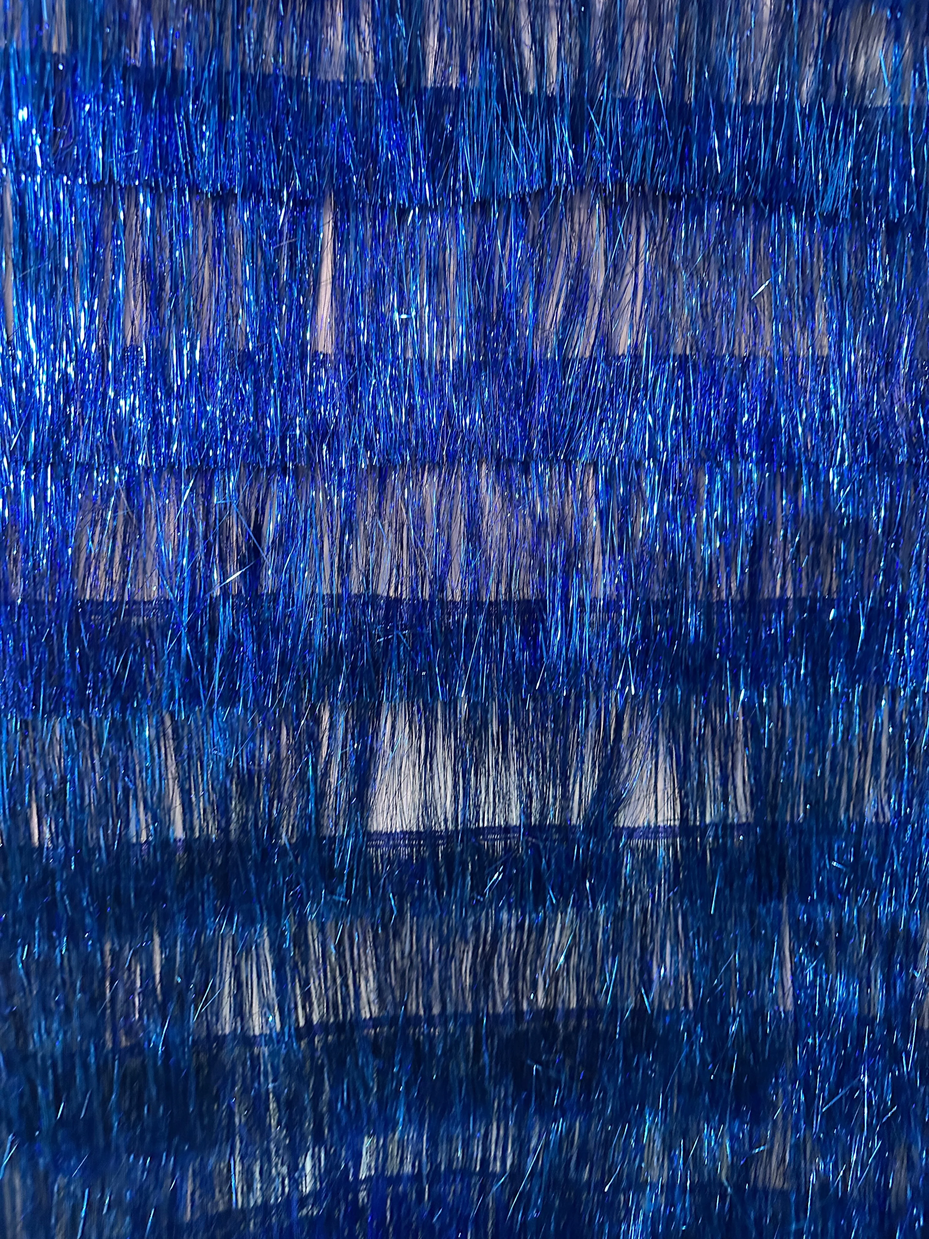 Royal Blue Fringe Metallic Mesh Base Fabric - Image 2