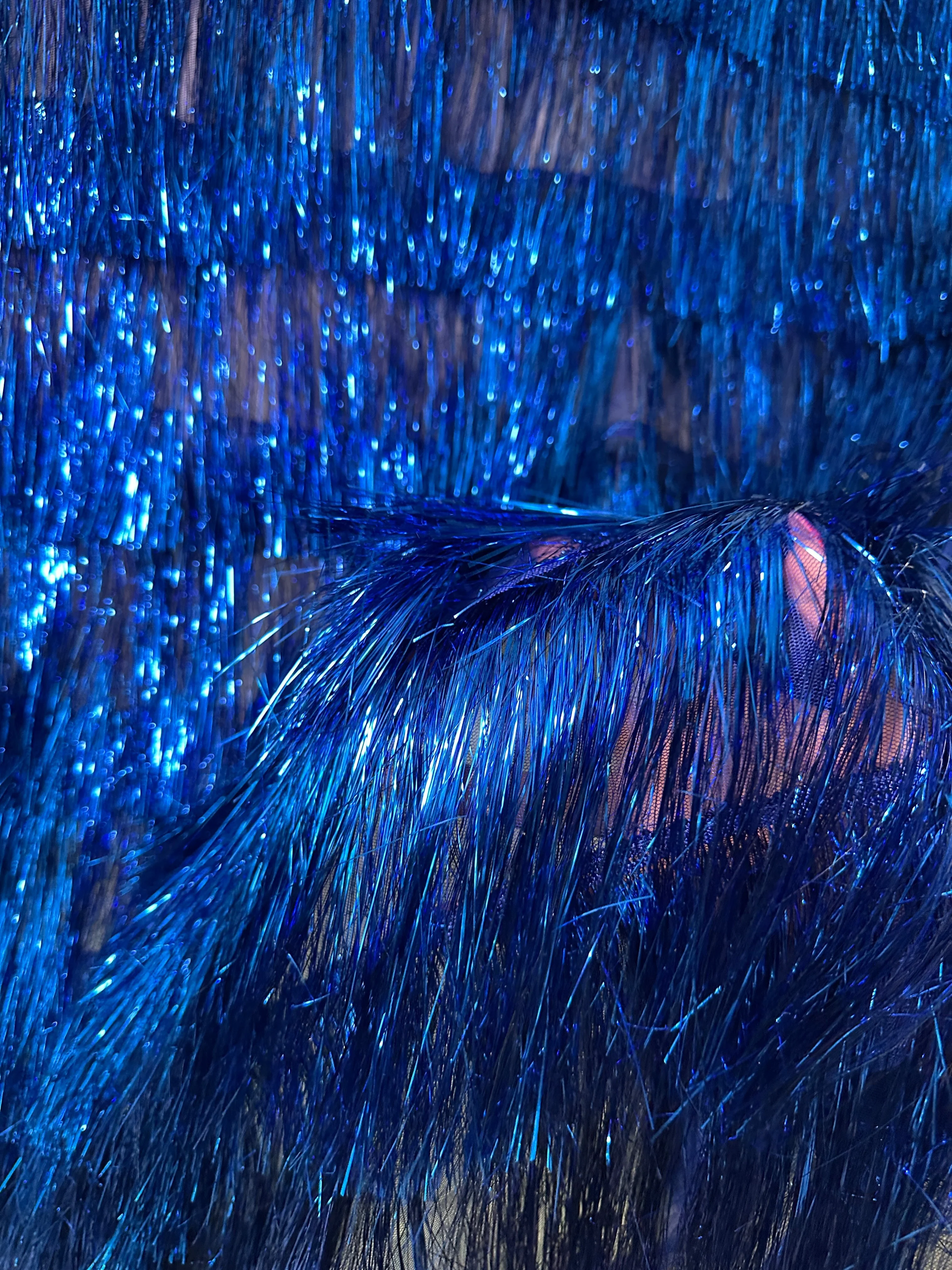 Royal Blue Fringe Metallic Mesh Base Fabric - Image 6
