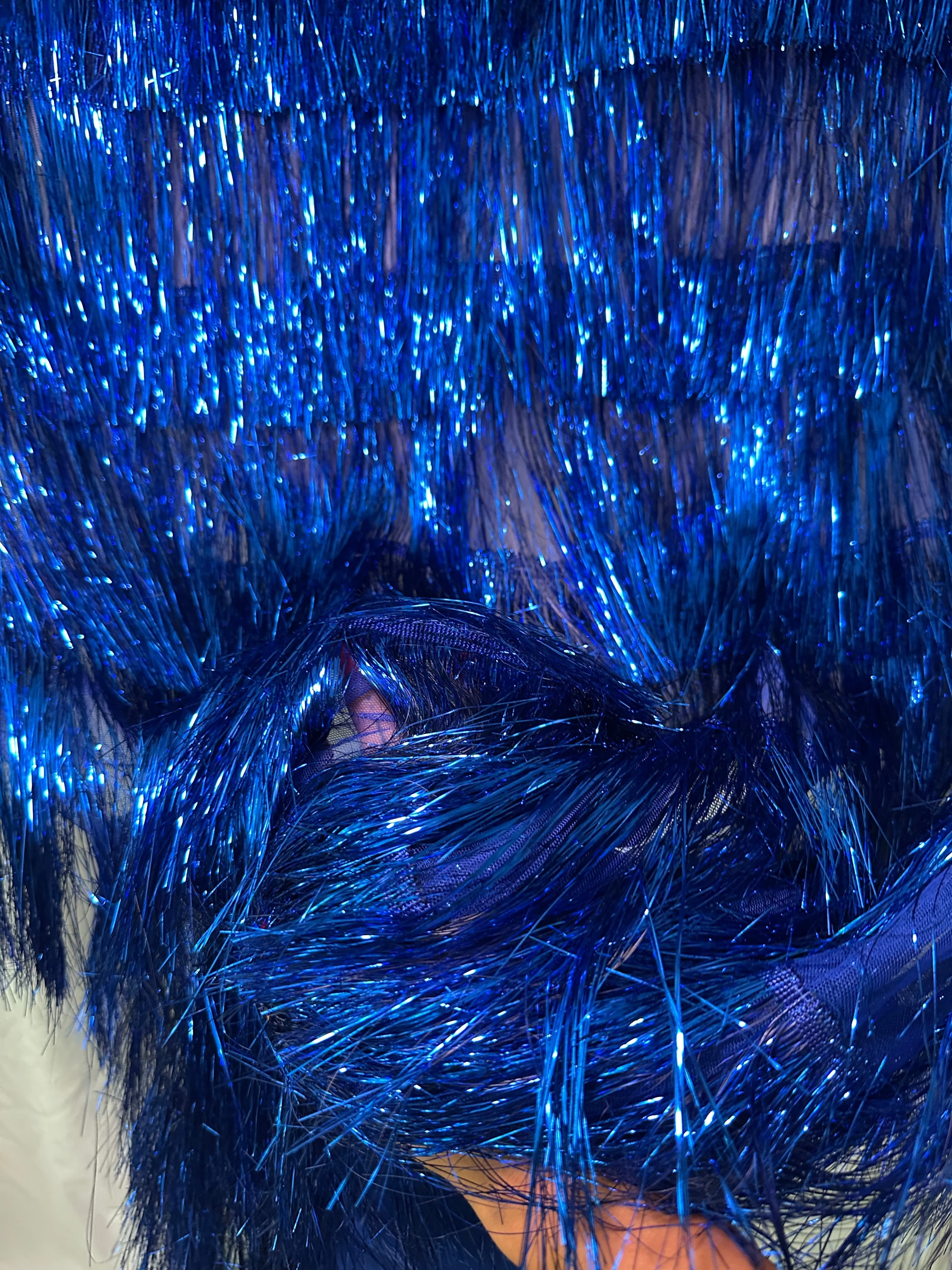 Royal Blue Fringe Metallic Mesh Base Fabric - Image 8