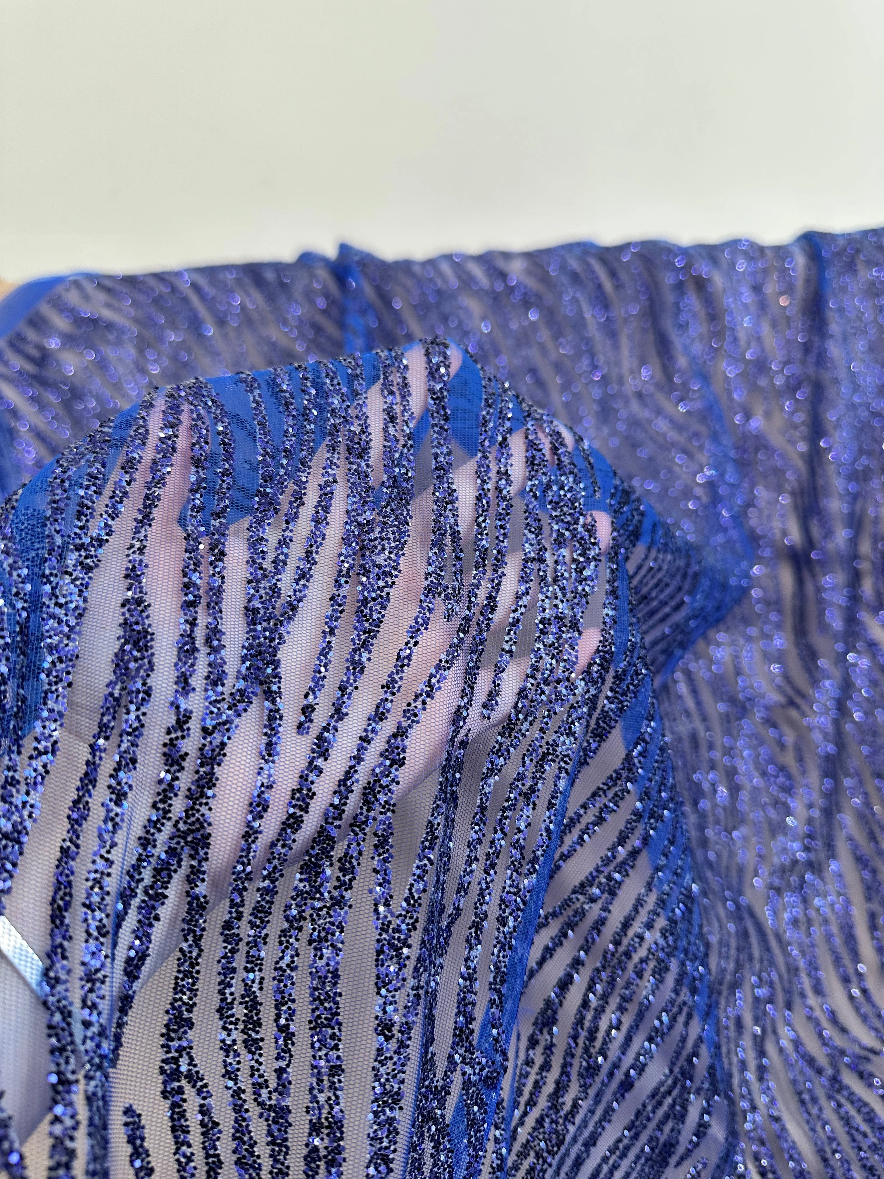 Royal Blue Glitter Wave Design Lace - Image 8