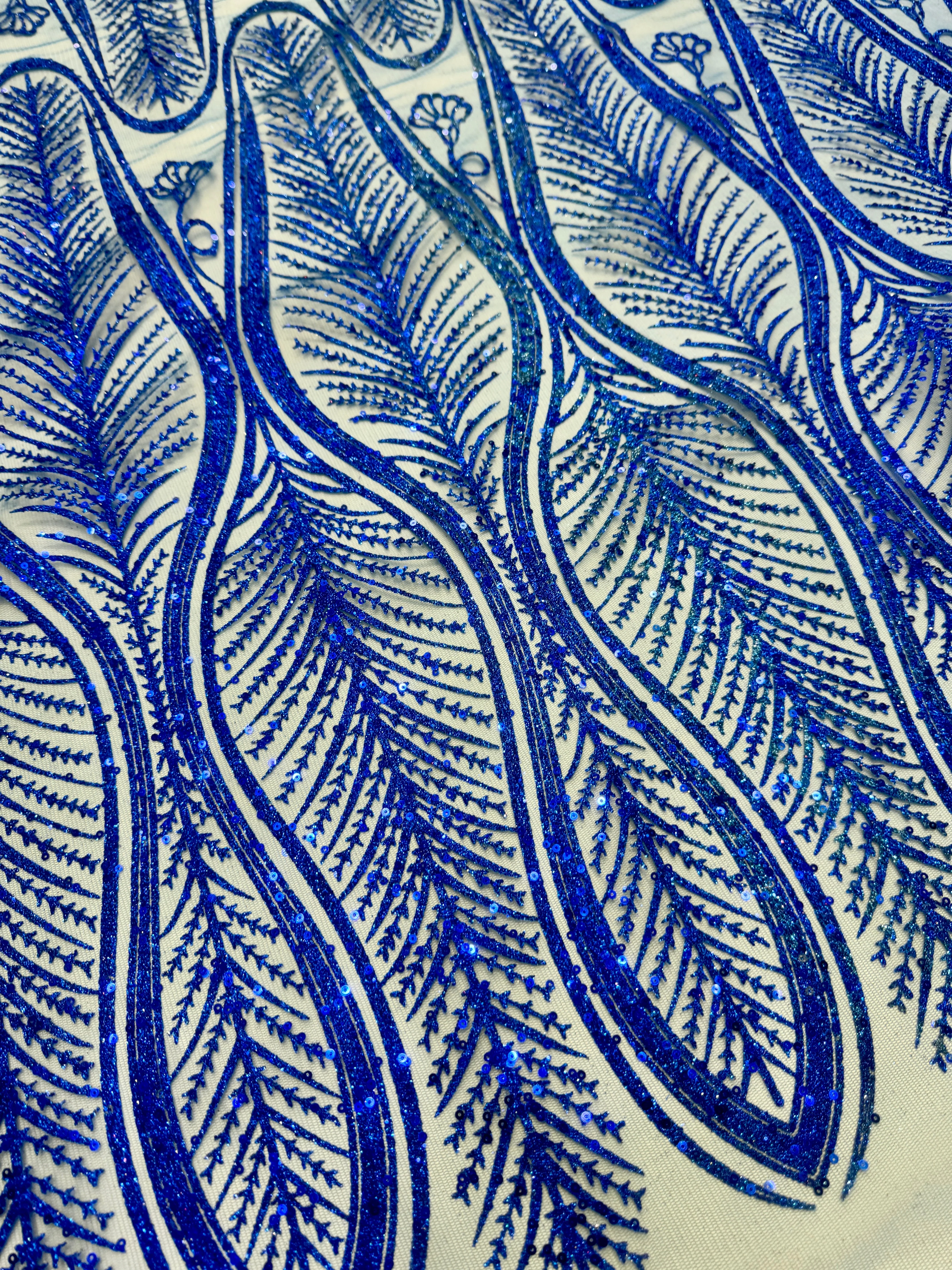 Royal Blue Glitter Sequin Geometric Lace - Image 5