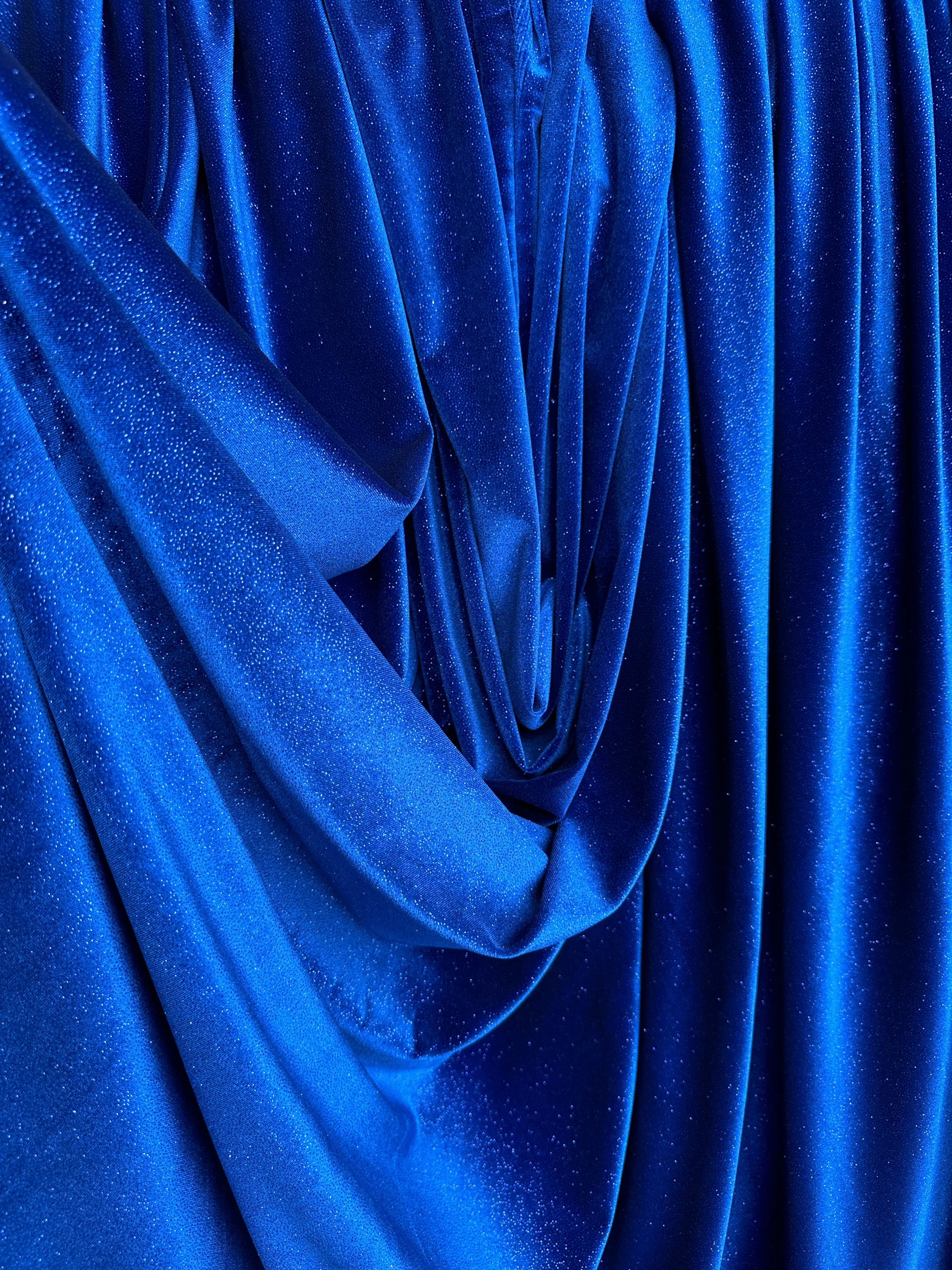 Royal Blue Shimmery Stretch Velvet - Image 2
