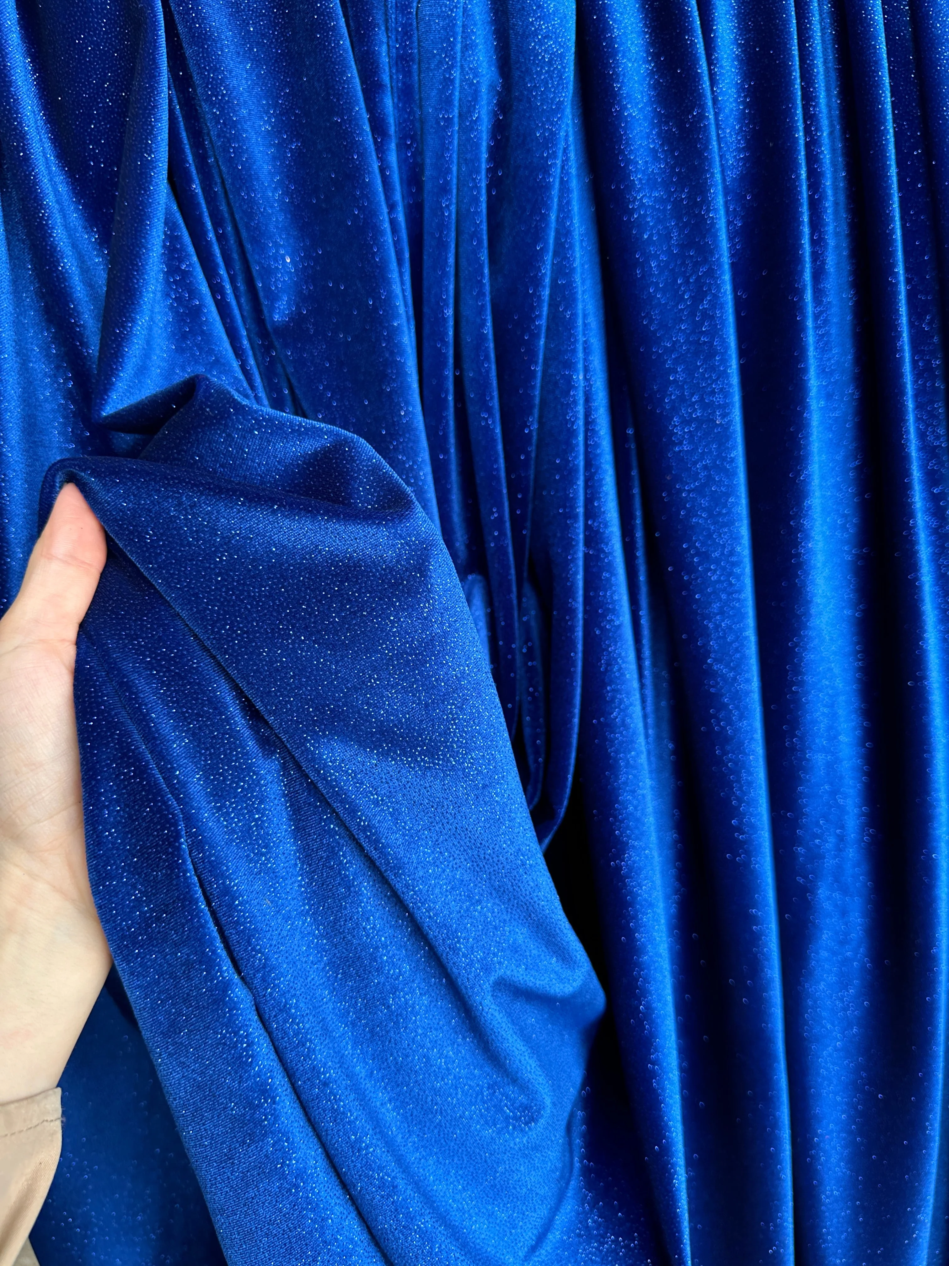 Royal Blue Shimmery Stretch Velvet - Image 5