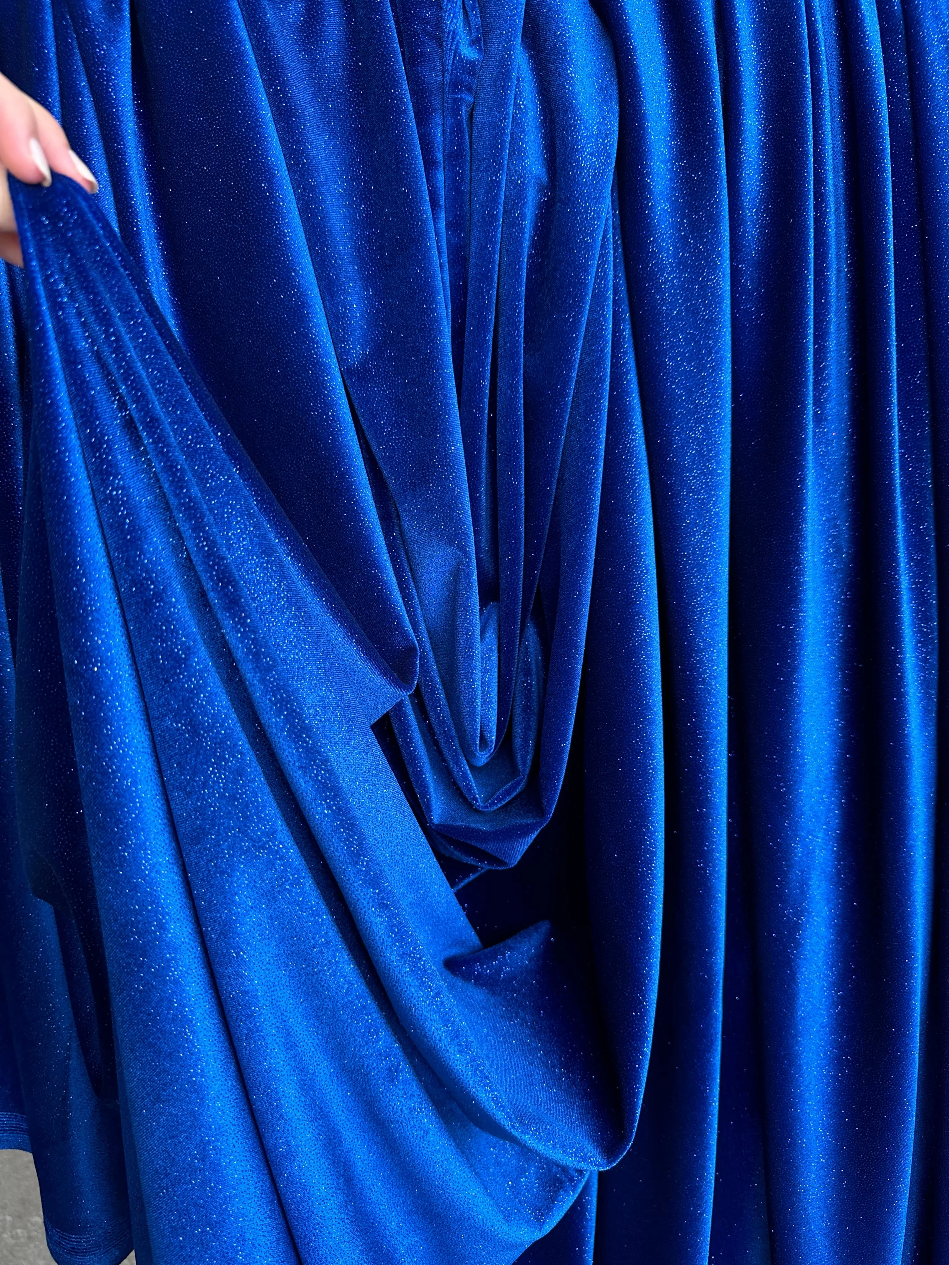 Royal Blue Shimmery Stretch Velvet - Image 6