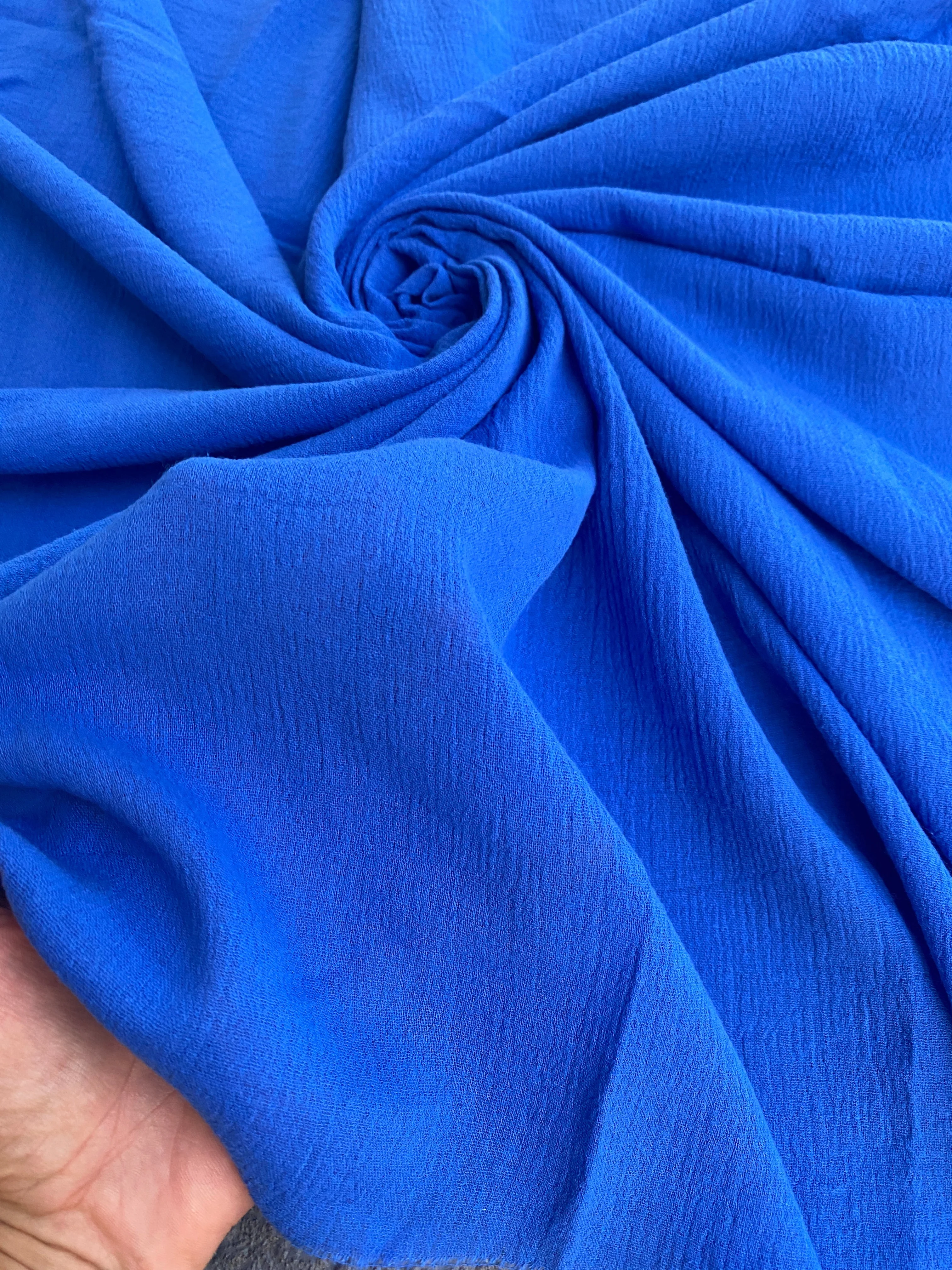 Royal Blue Crinkle Cotton Gauze - Image 3
