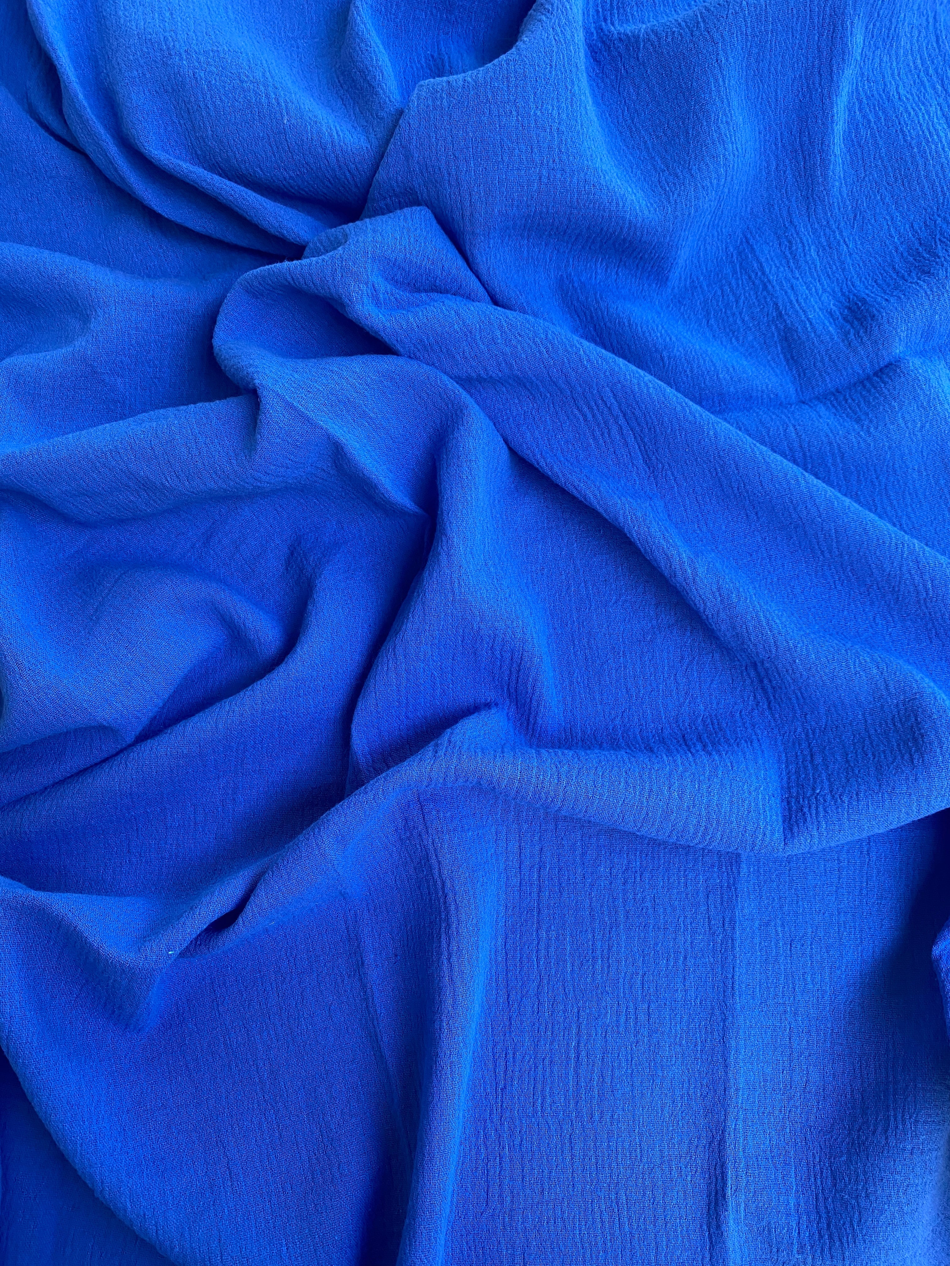 Royal Blue Crinkle Cotton Gauze - Image 6