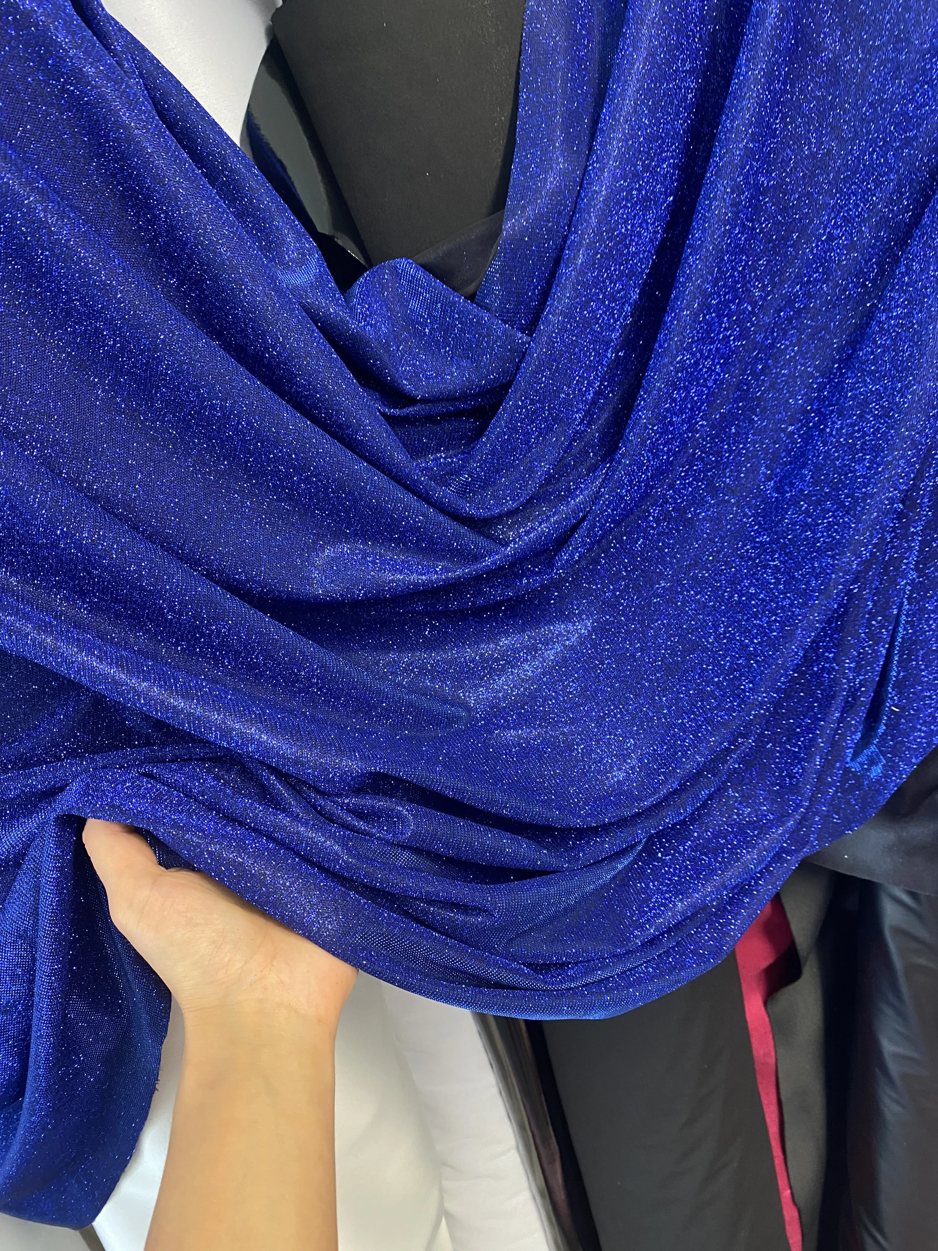 Royal Blue Stretch Metallic Lurex - Image 3