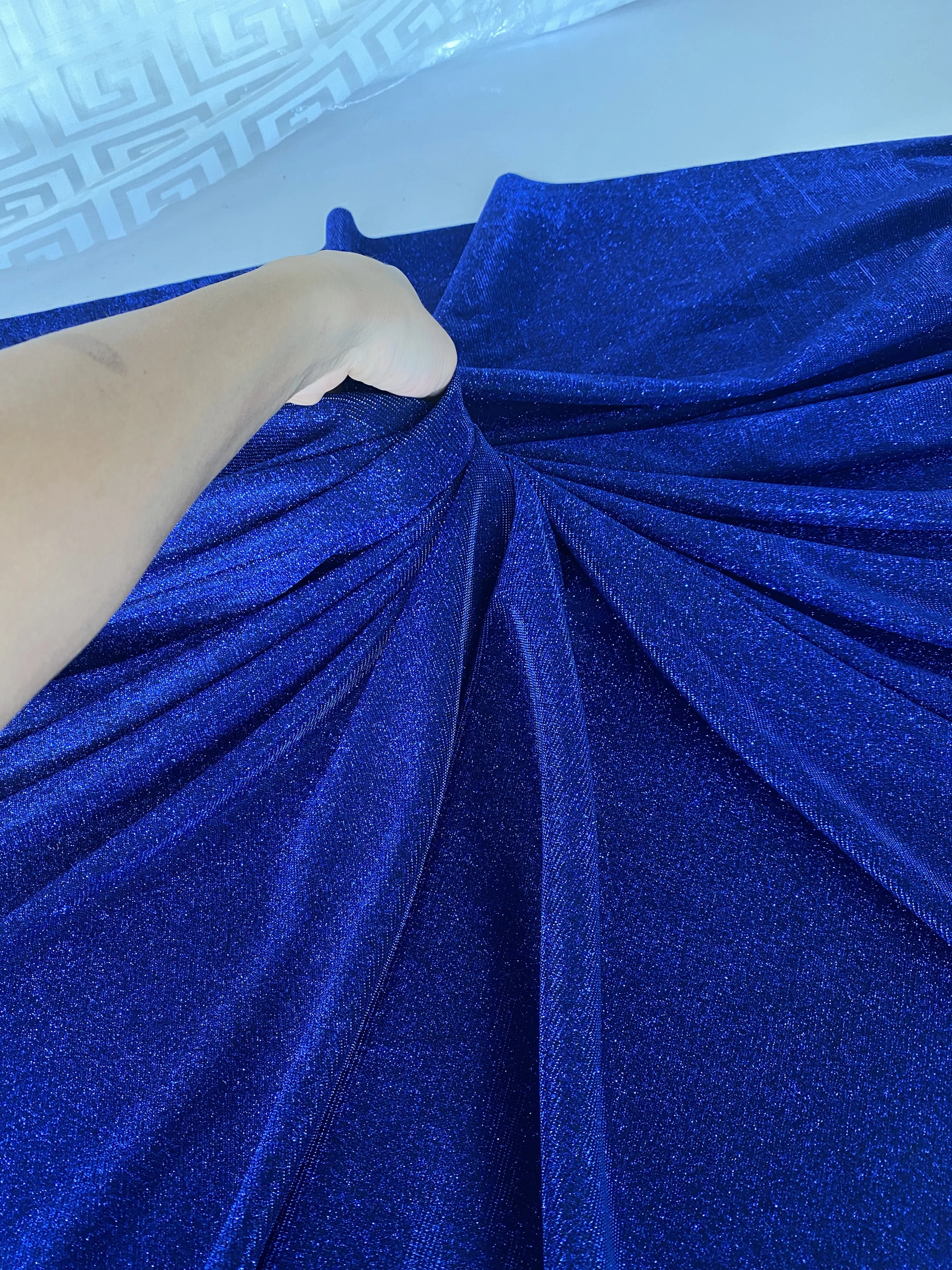Royal Blue Stretch Metallic Lurex - Image 4