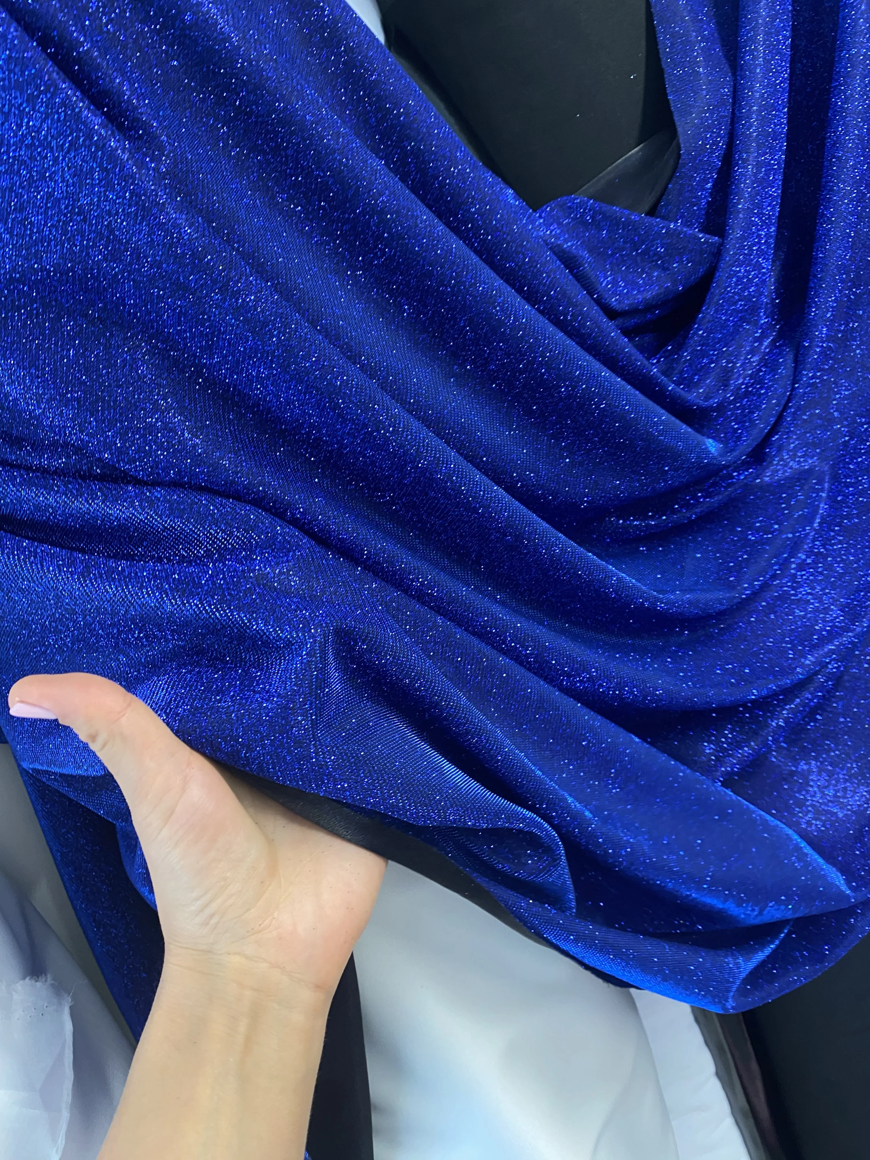 Royal Blue Stretch Metallic Lurex - Image 5