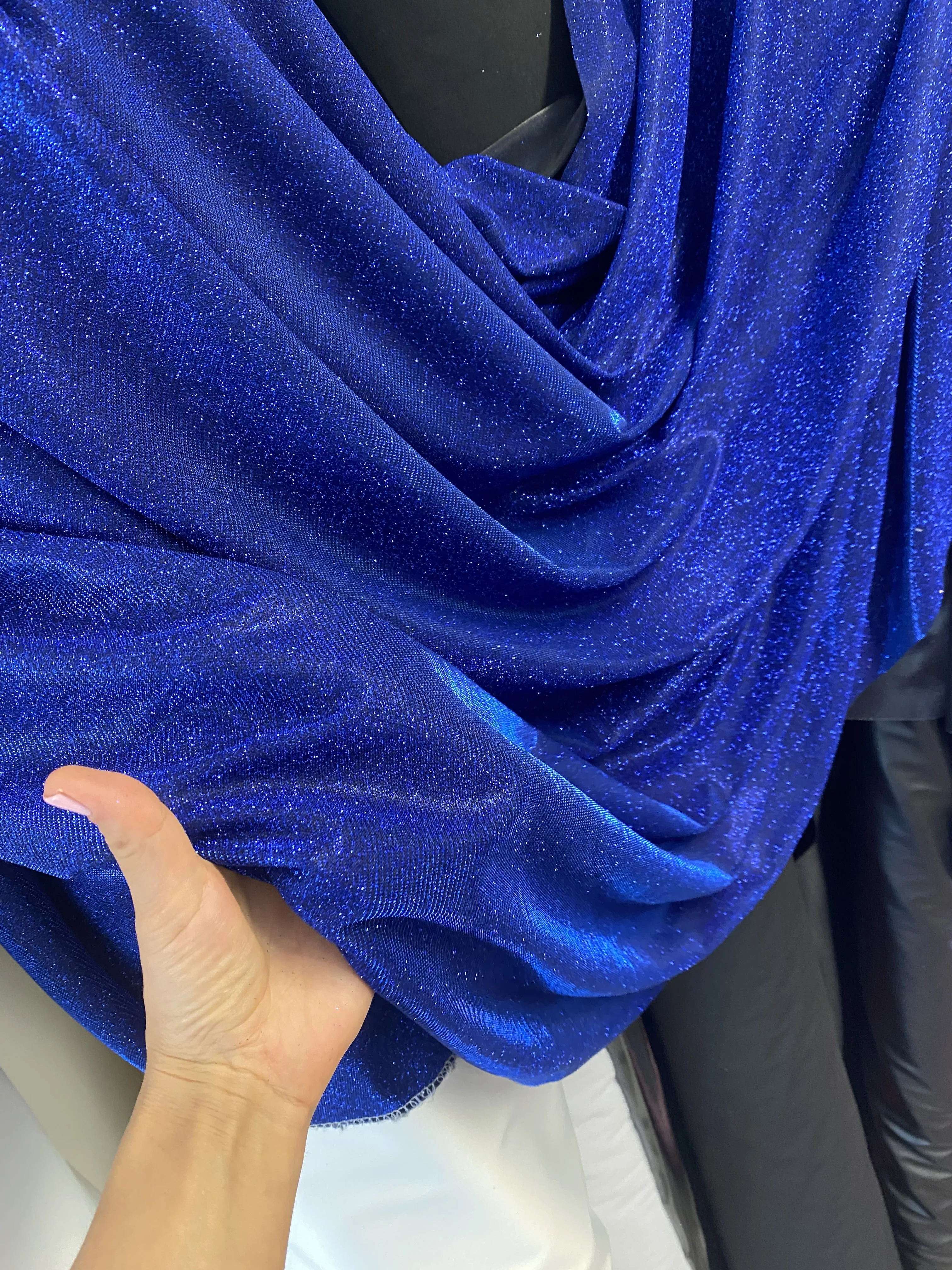 Royal Blue Stretch Metallic Lurex - Image 9