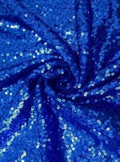 Royal Blue Stretch Sequin on Mesh - Image 3