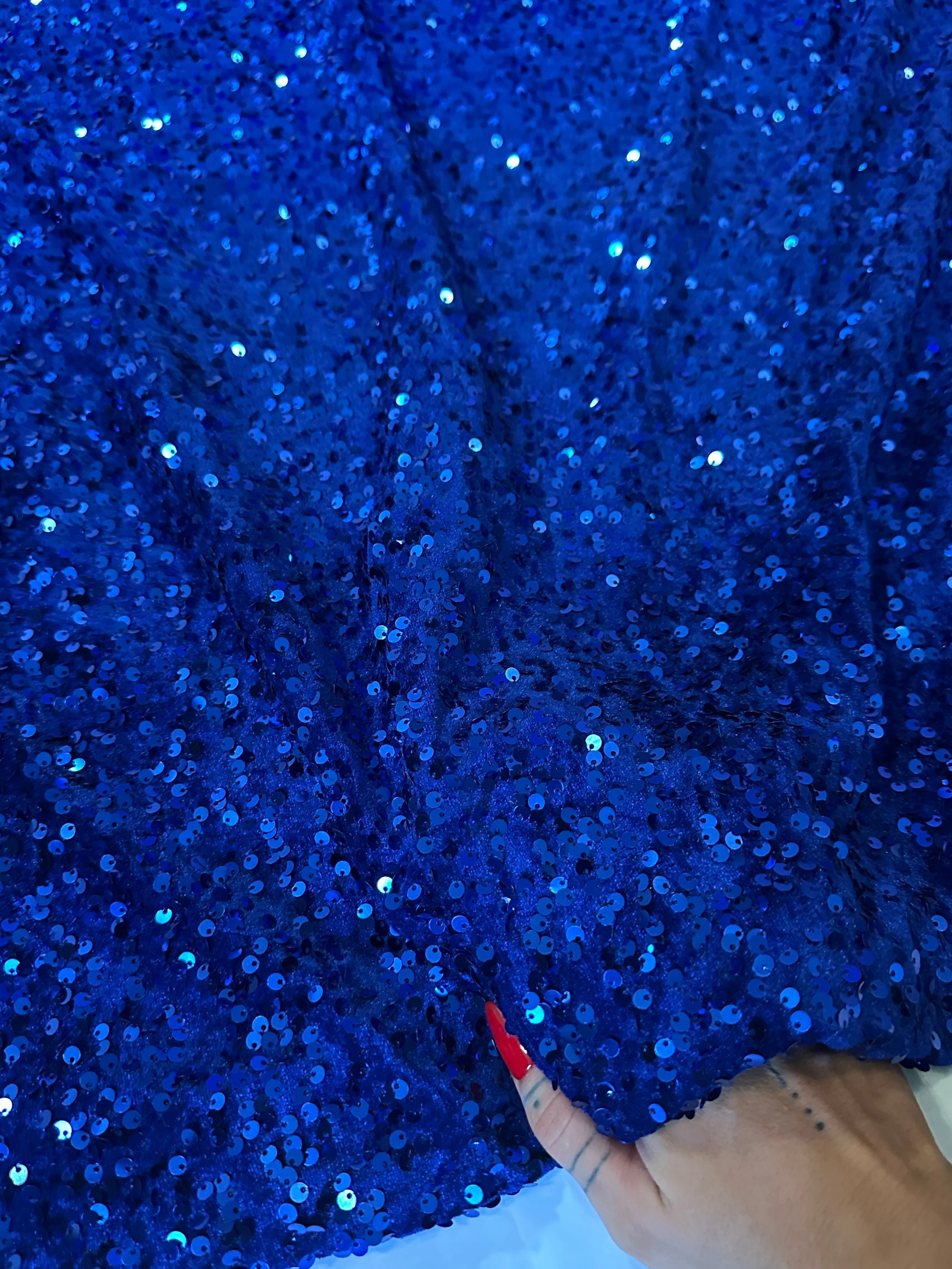Royal Blue Sequins Velvet - Image 2