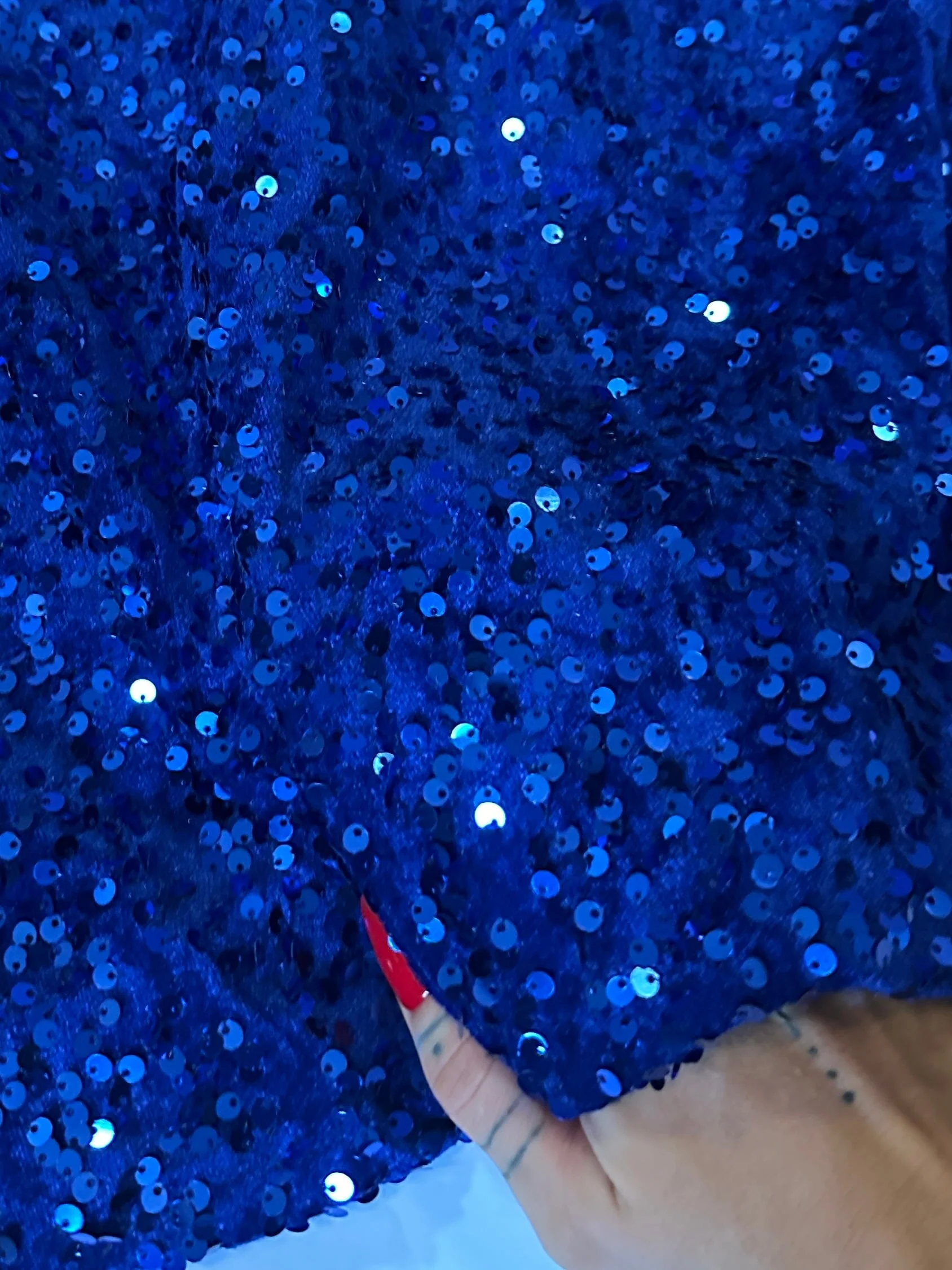 Royal Blue Sequins Velvet - Image 4
