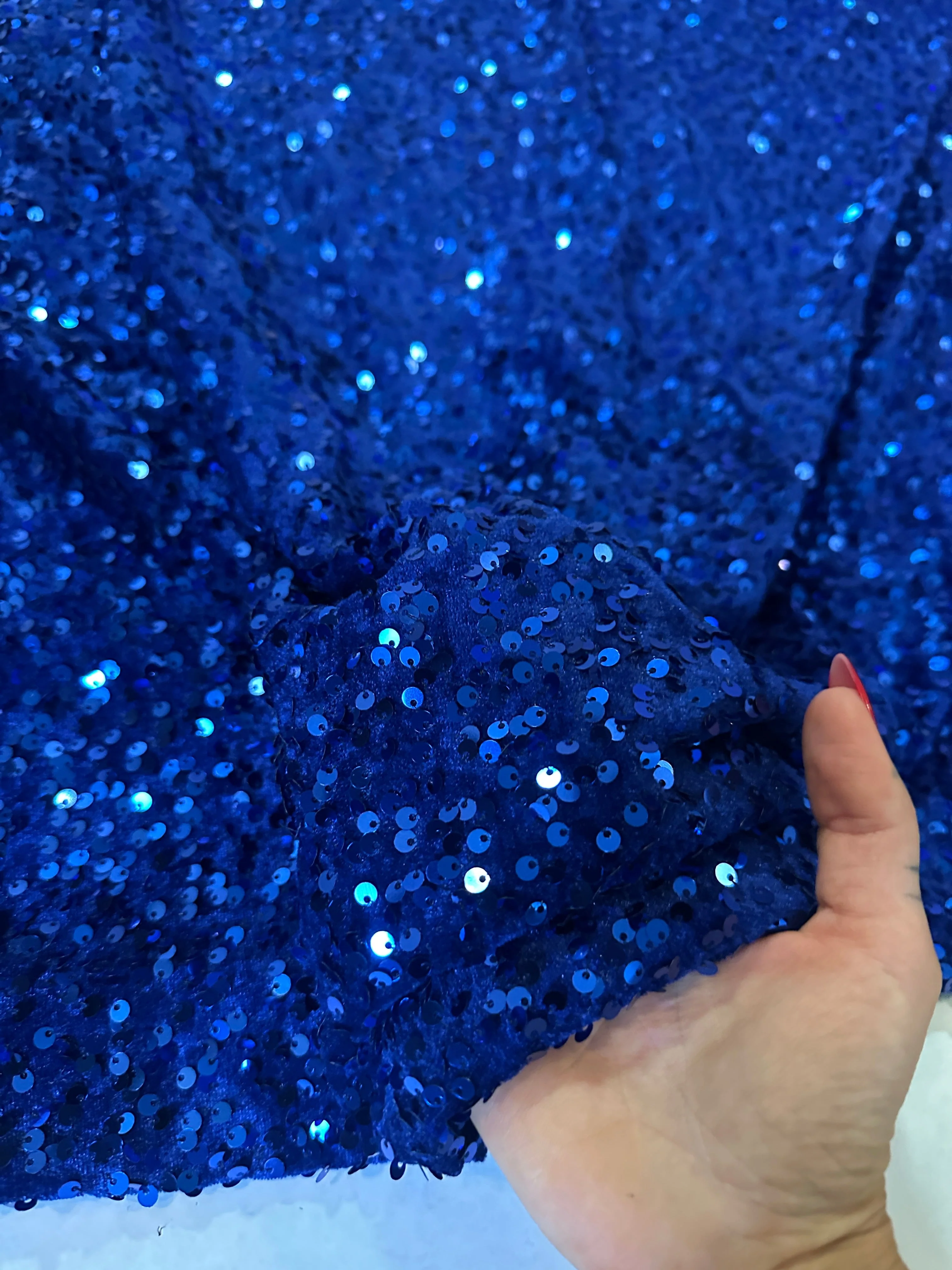 Royal Blue Sequins Velvet - Image 5