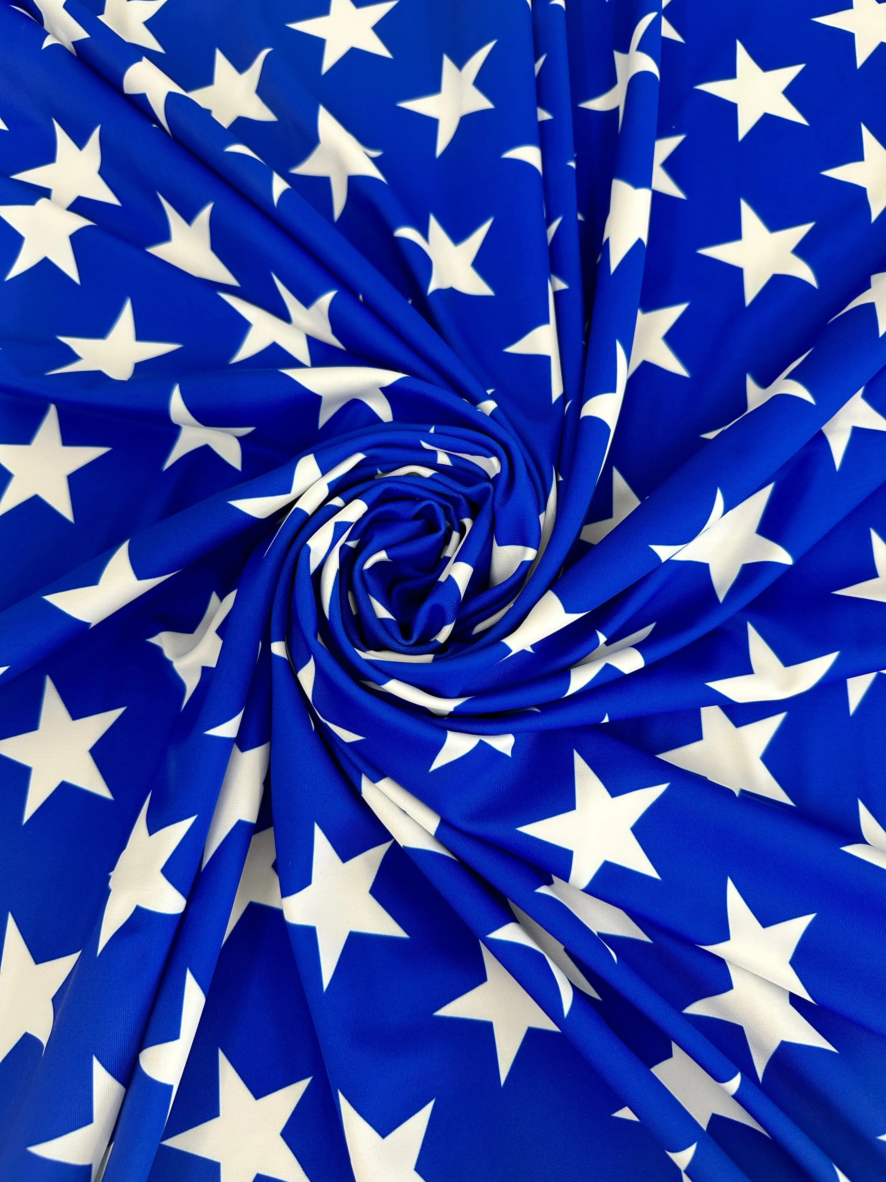 Royal Blue Star Print Nylon Spandex - Image 3