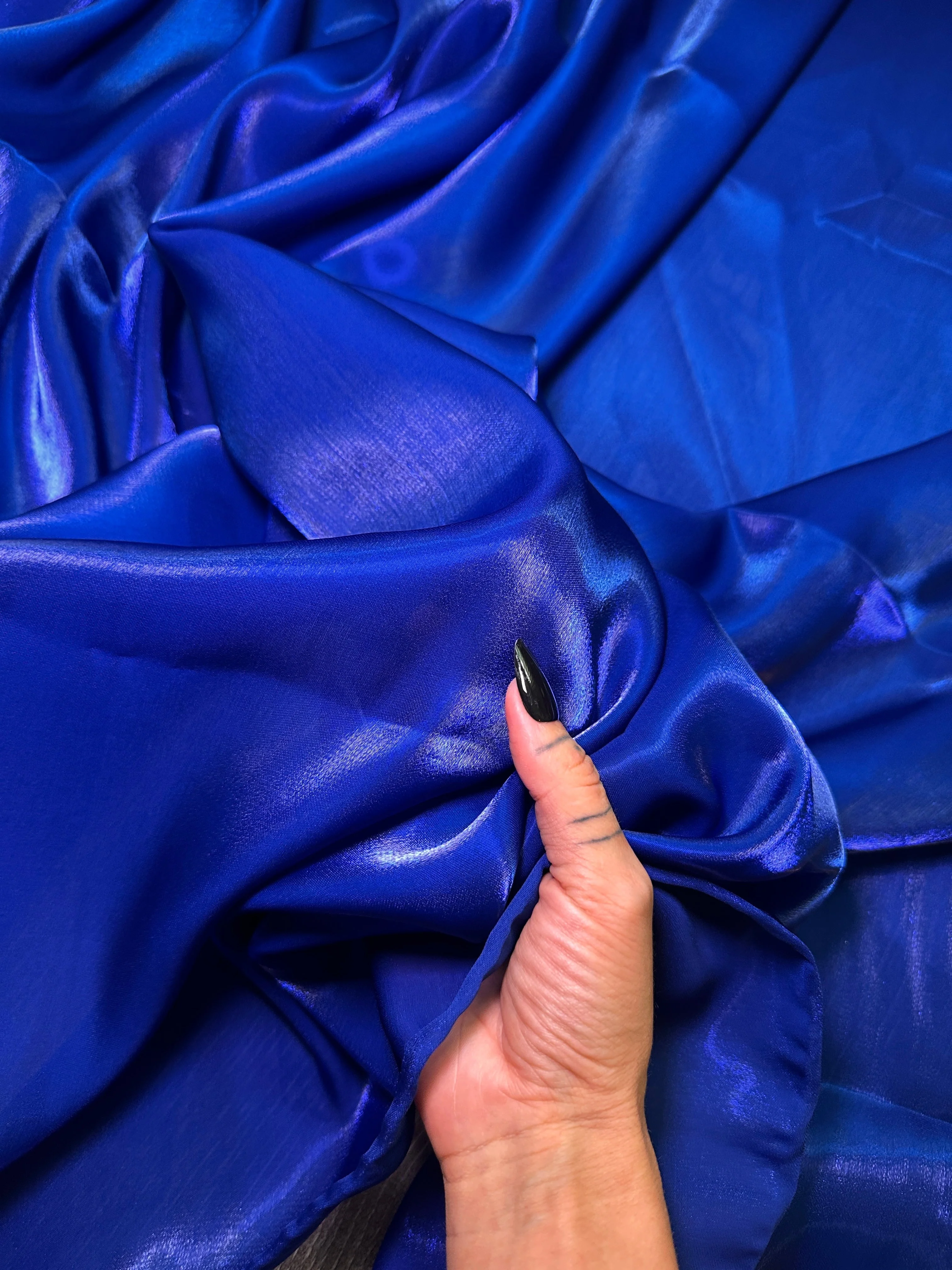 Royal Blue Water Liquid Shimmery Chiffon - Image 5