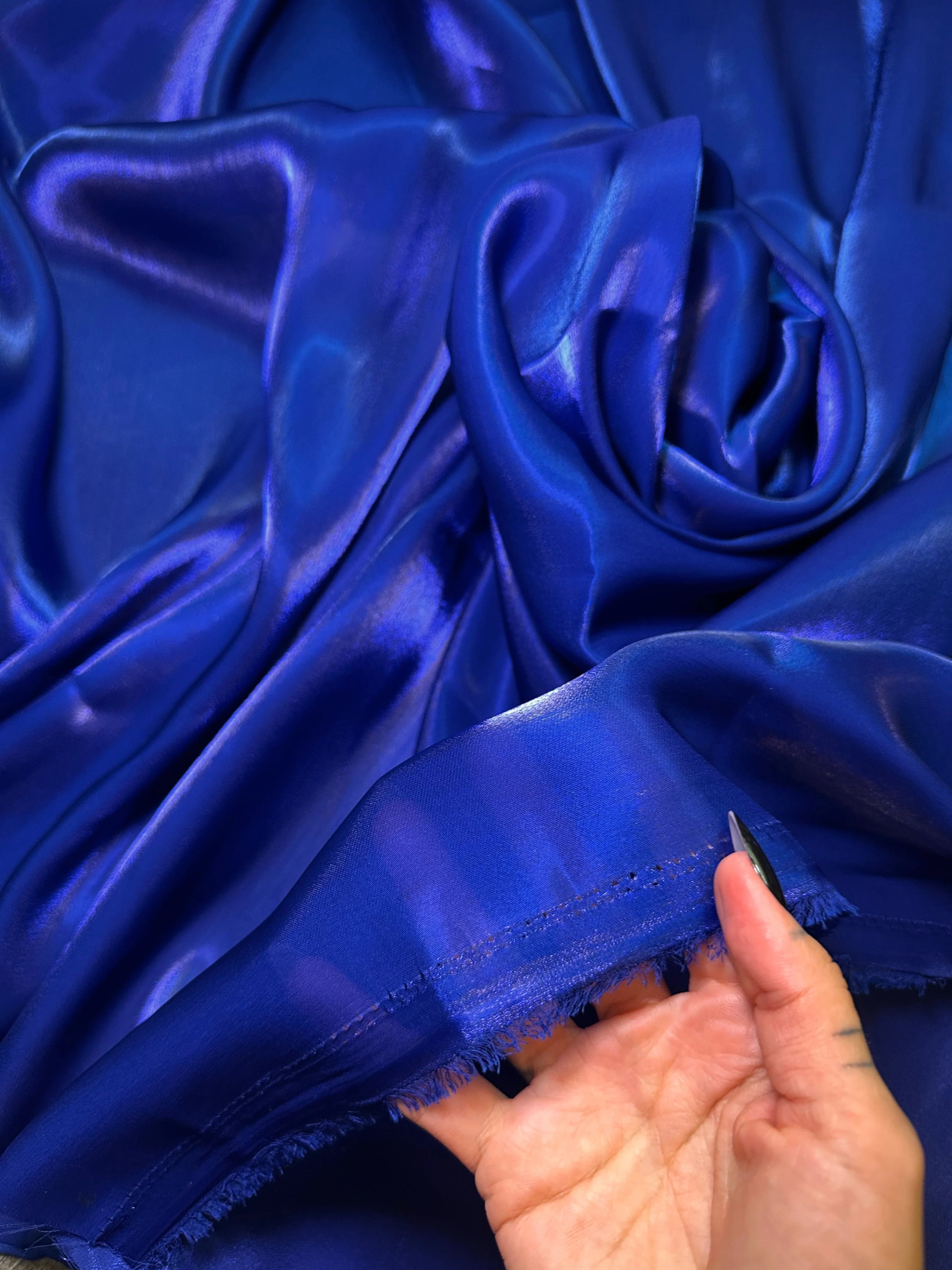 Royal Blue Water Liquid Shimmery Chiffon - Image 7