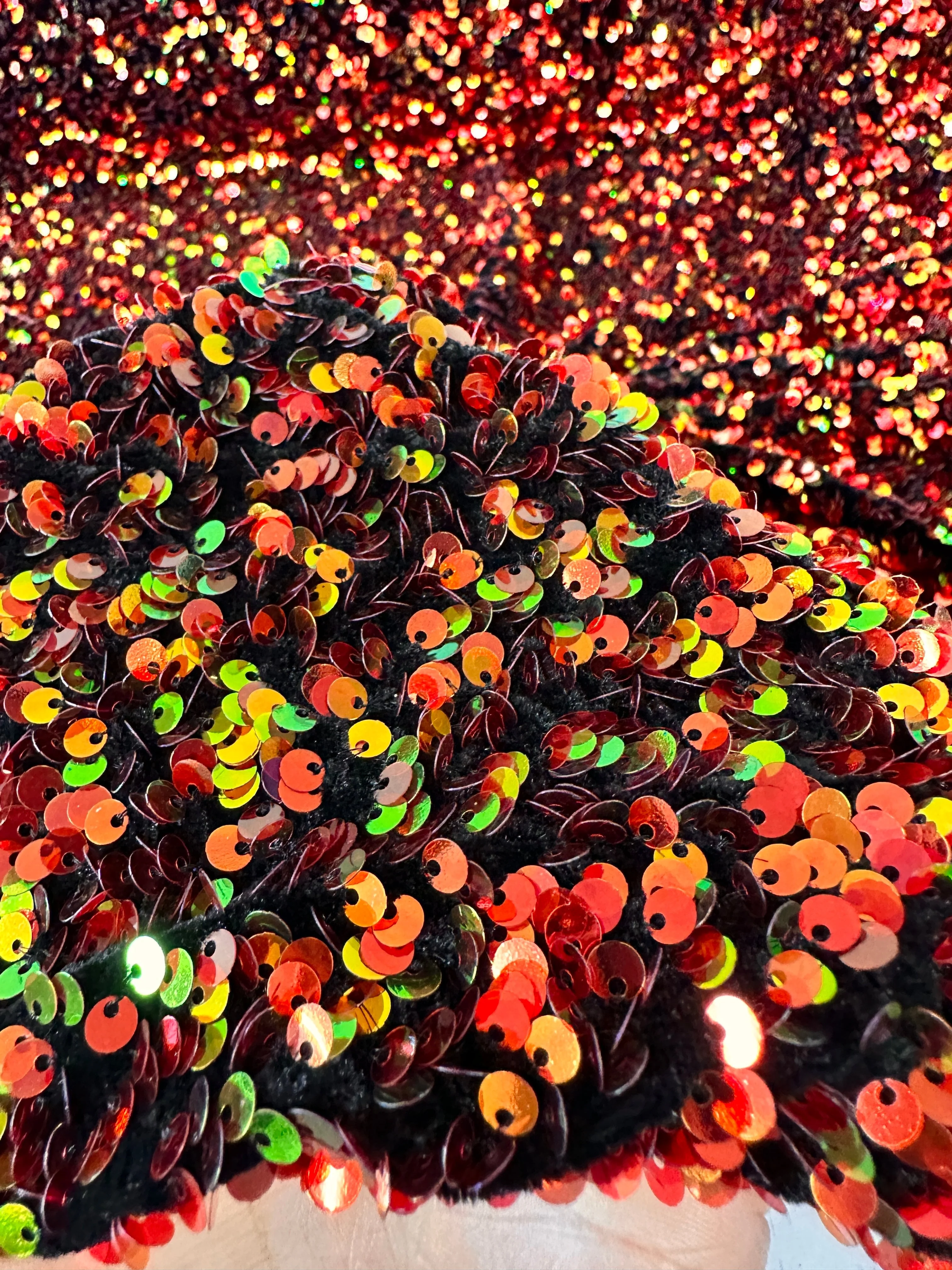Iridescent Rust Orange Sequin on Velvet - Image 11