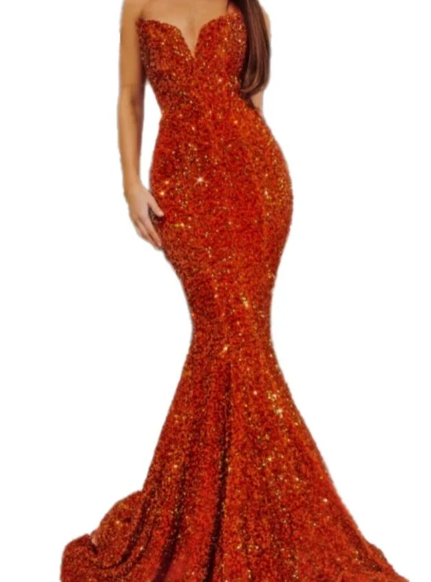 Iridescent Rust Orange Sequin on Velvet - Image 12