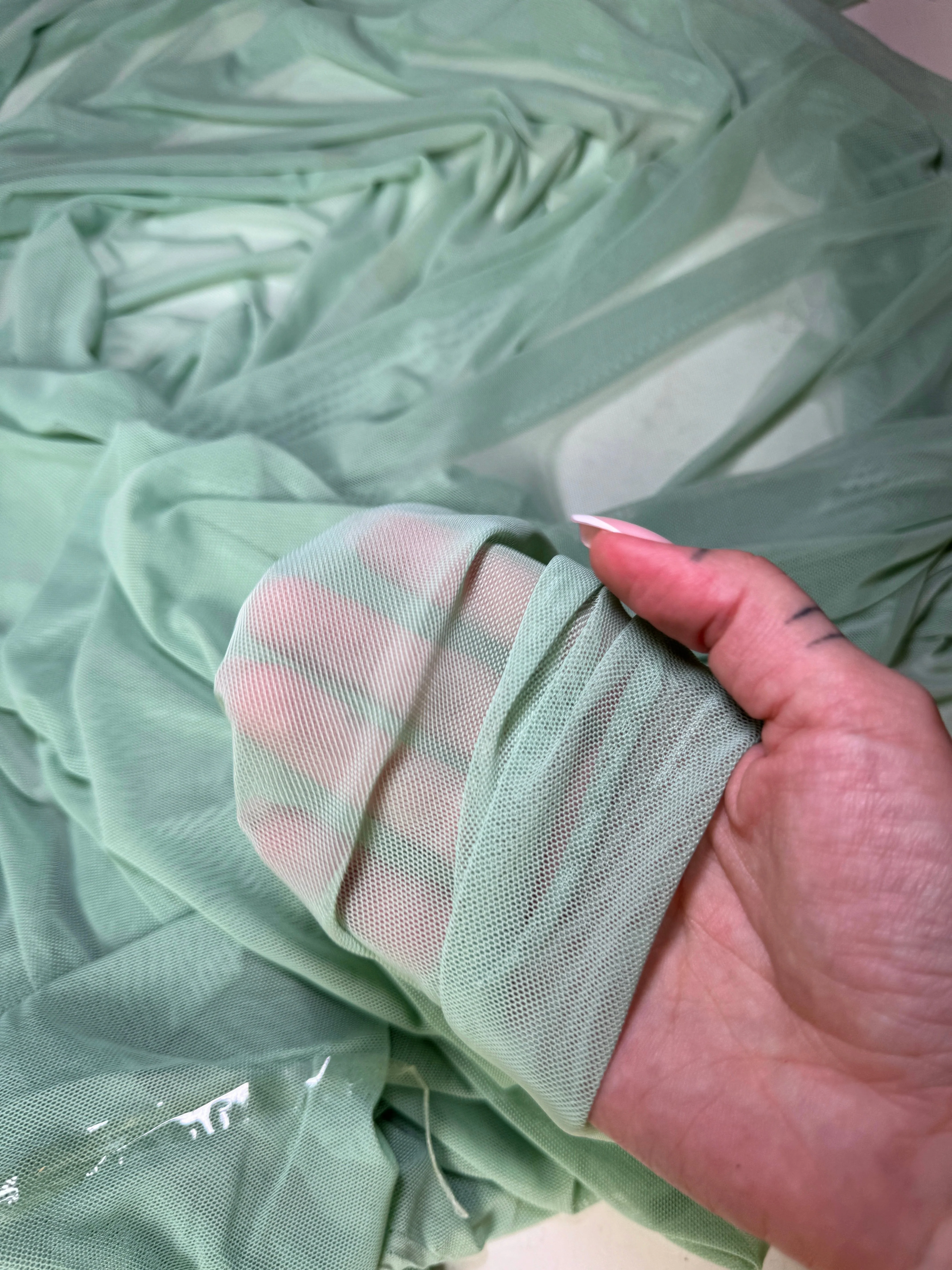 Sage Green 4 Way Stretch Power Mesh - Image 8