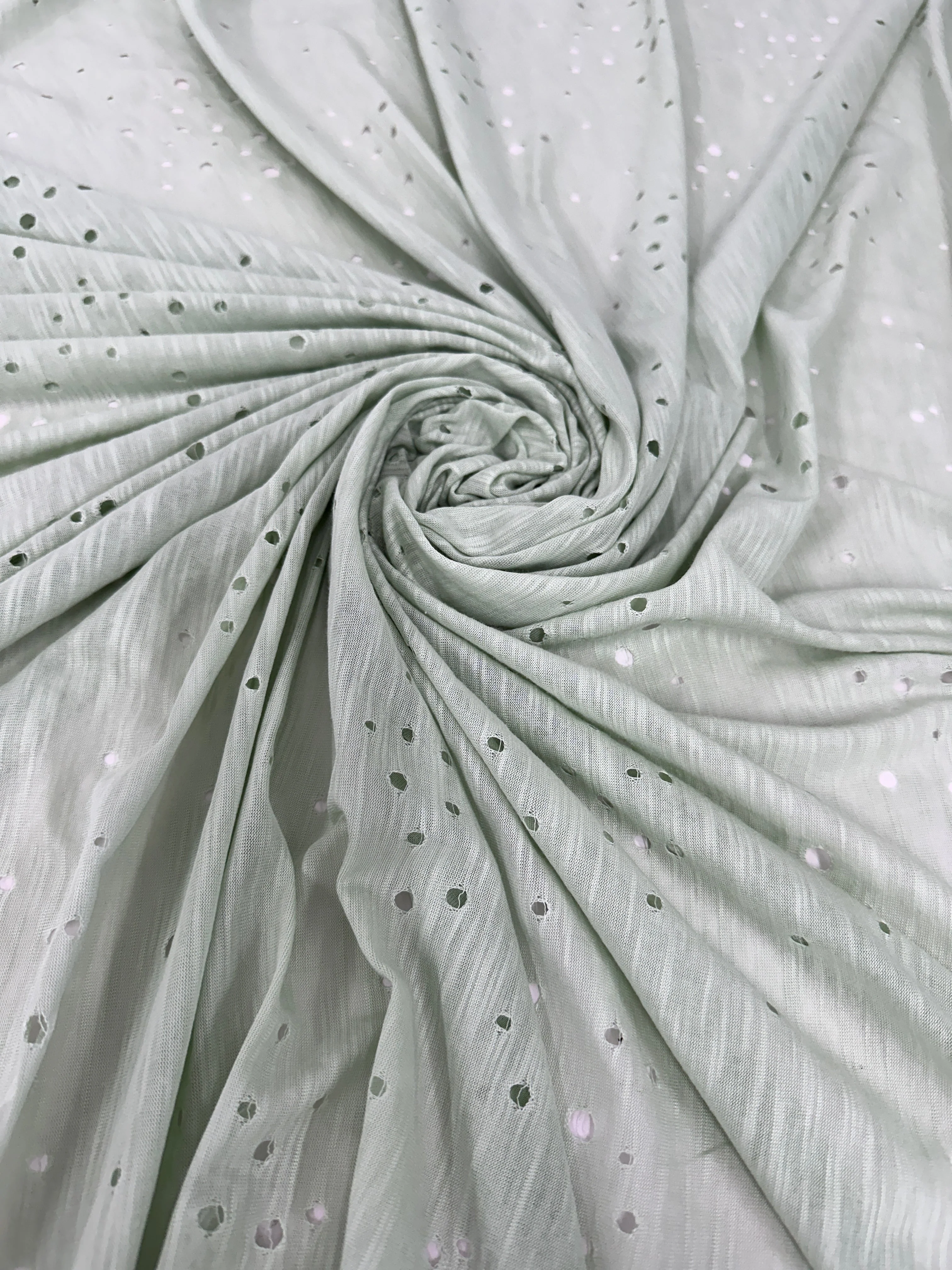 Sage Green Distressed Cotton Rayon Jersey - Image 3