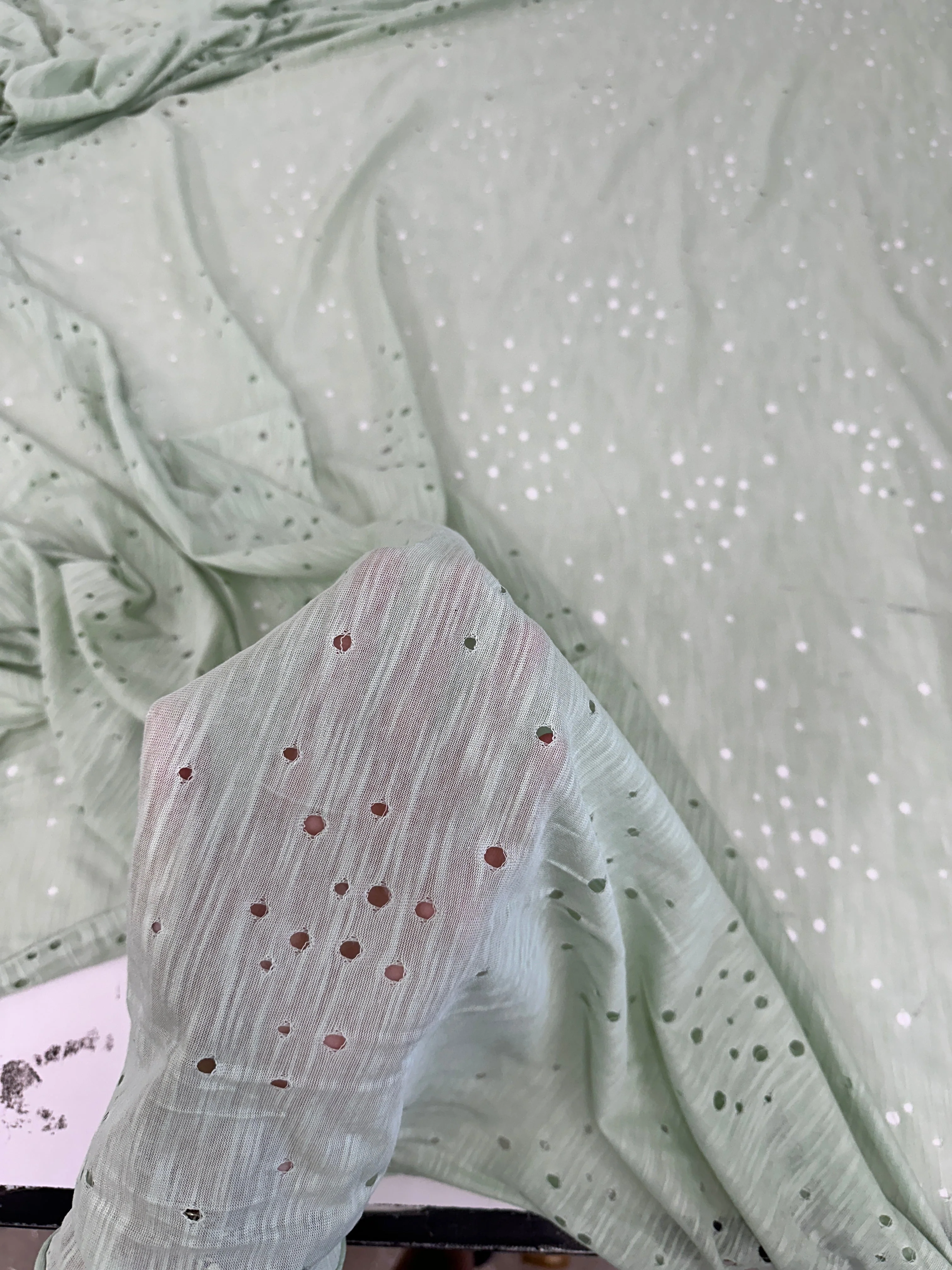 Sage Green Distressed Cotton Rayon Jersey - Image 6