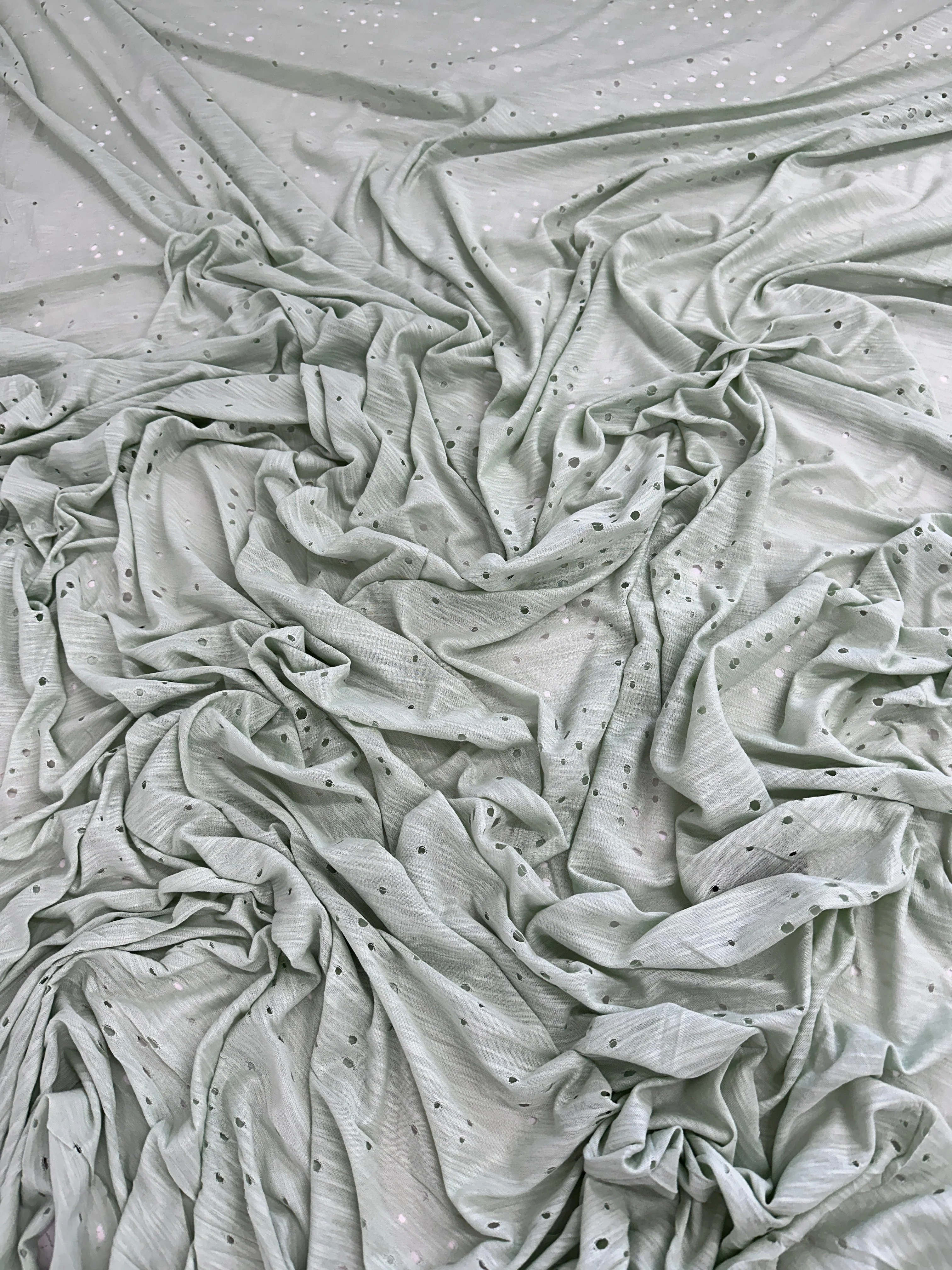 Sage Green Distressed Cotton Rayon Jersey - Image 8