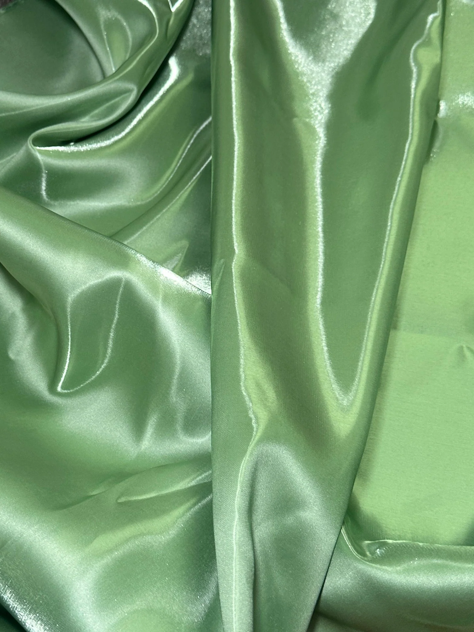 Sage Green Liquid Bridal Satin - Image 3