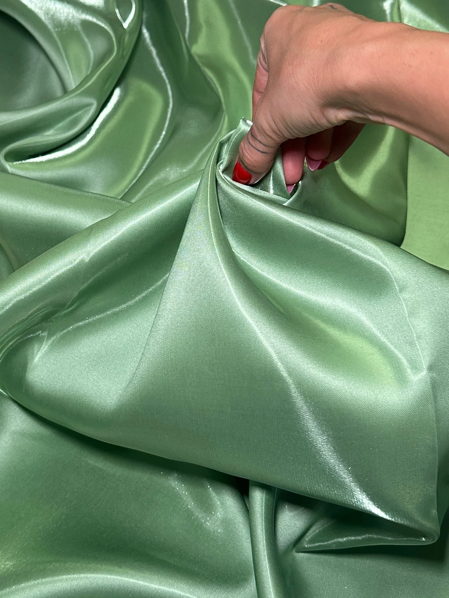 Sage Green Liquid Bridal Satin - Image 6