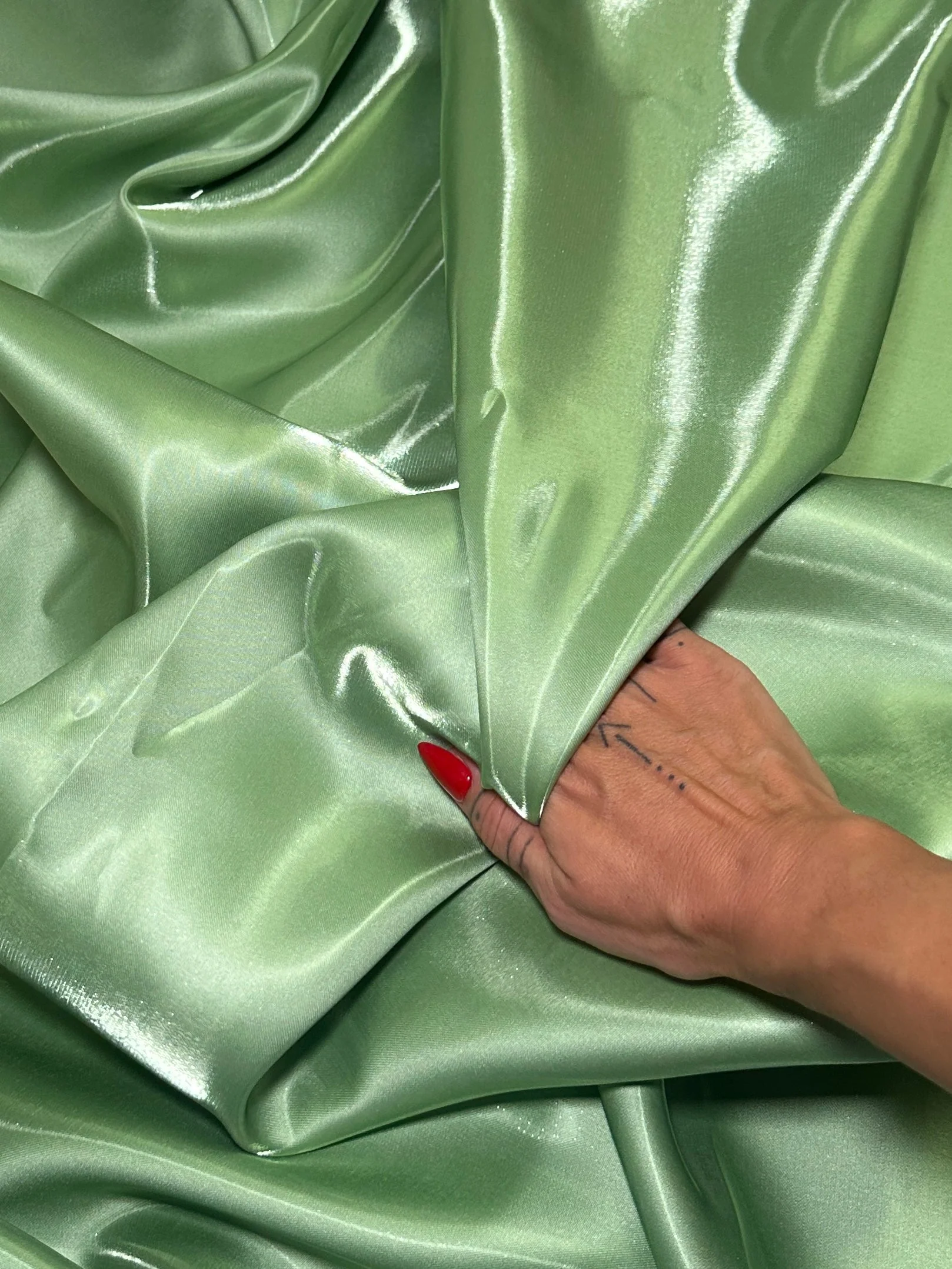 Sage Green Liquid Bridal Satin - Image 7