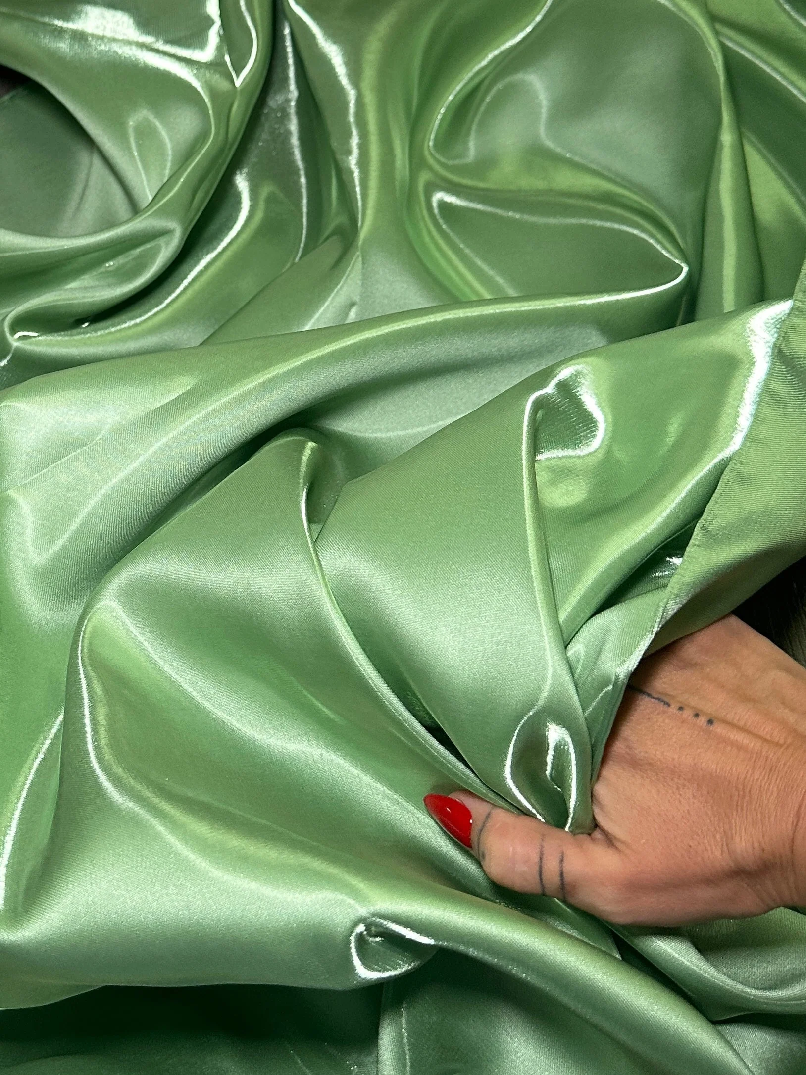 Sage Green Liquid Bridal Satin - Image 9