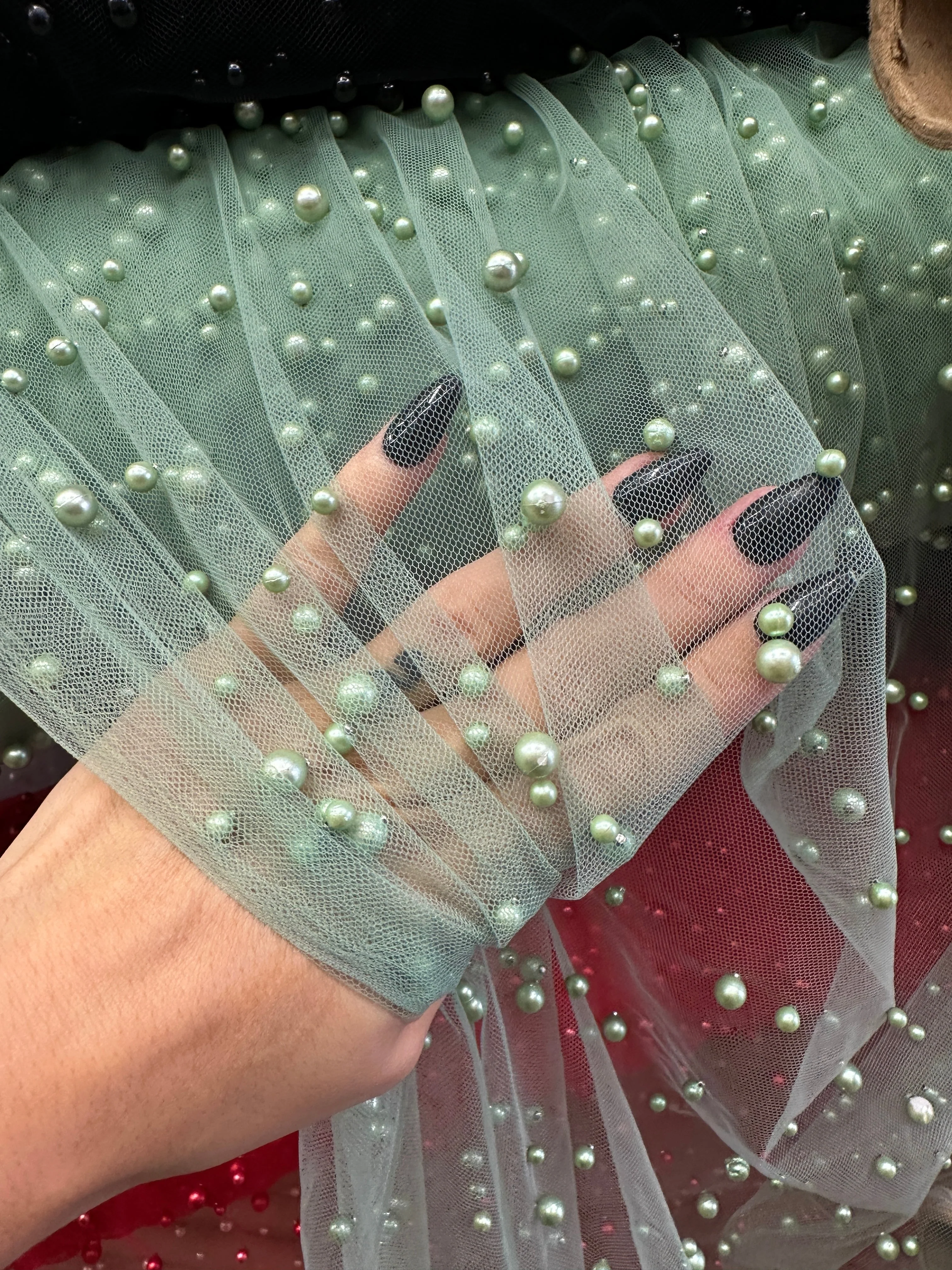 Sage Green Pearl Tulle - Image 6