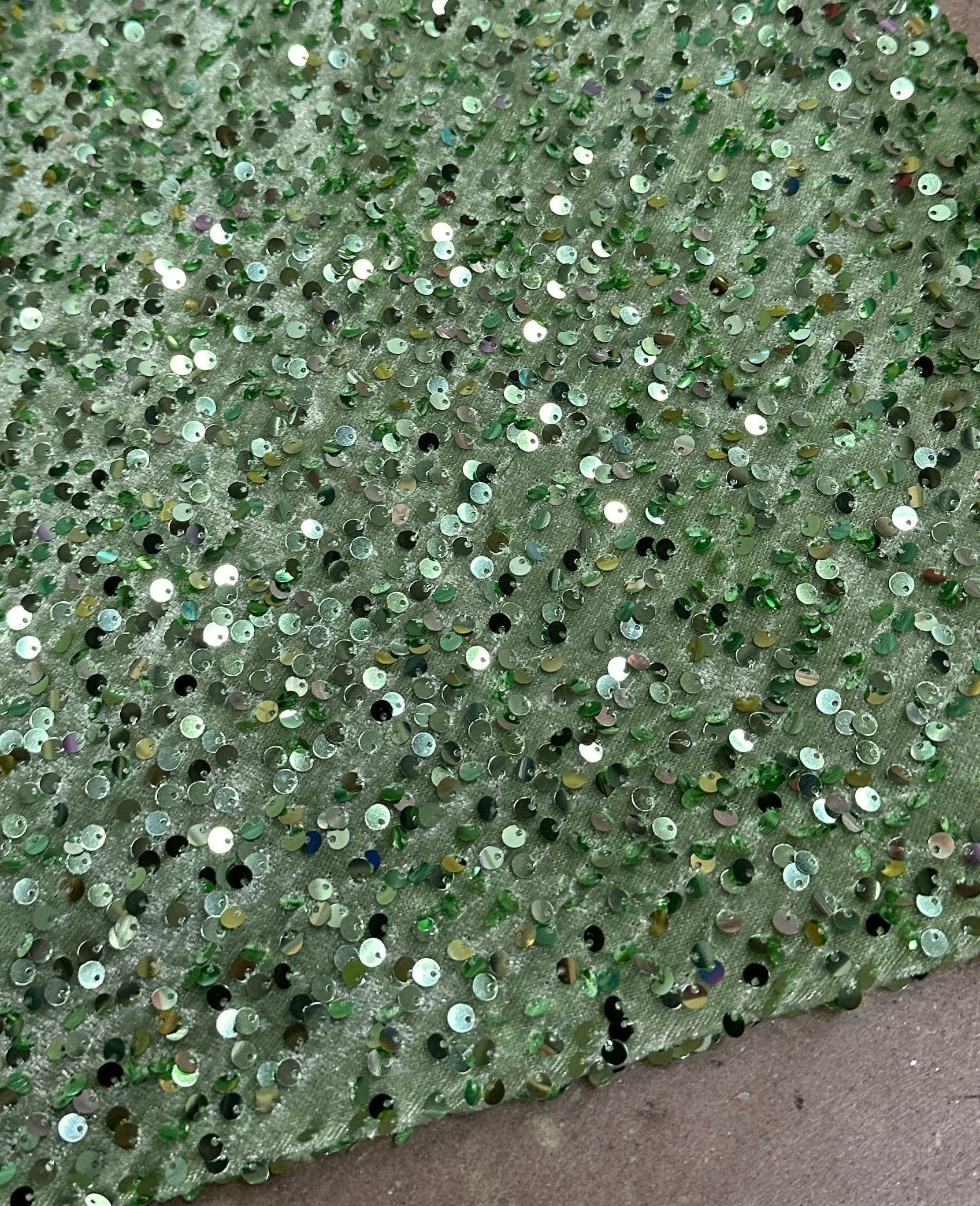 Sage Green Sequins Velvet - Image 3