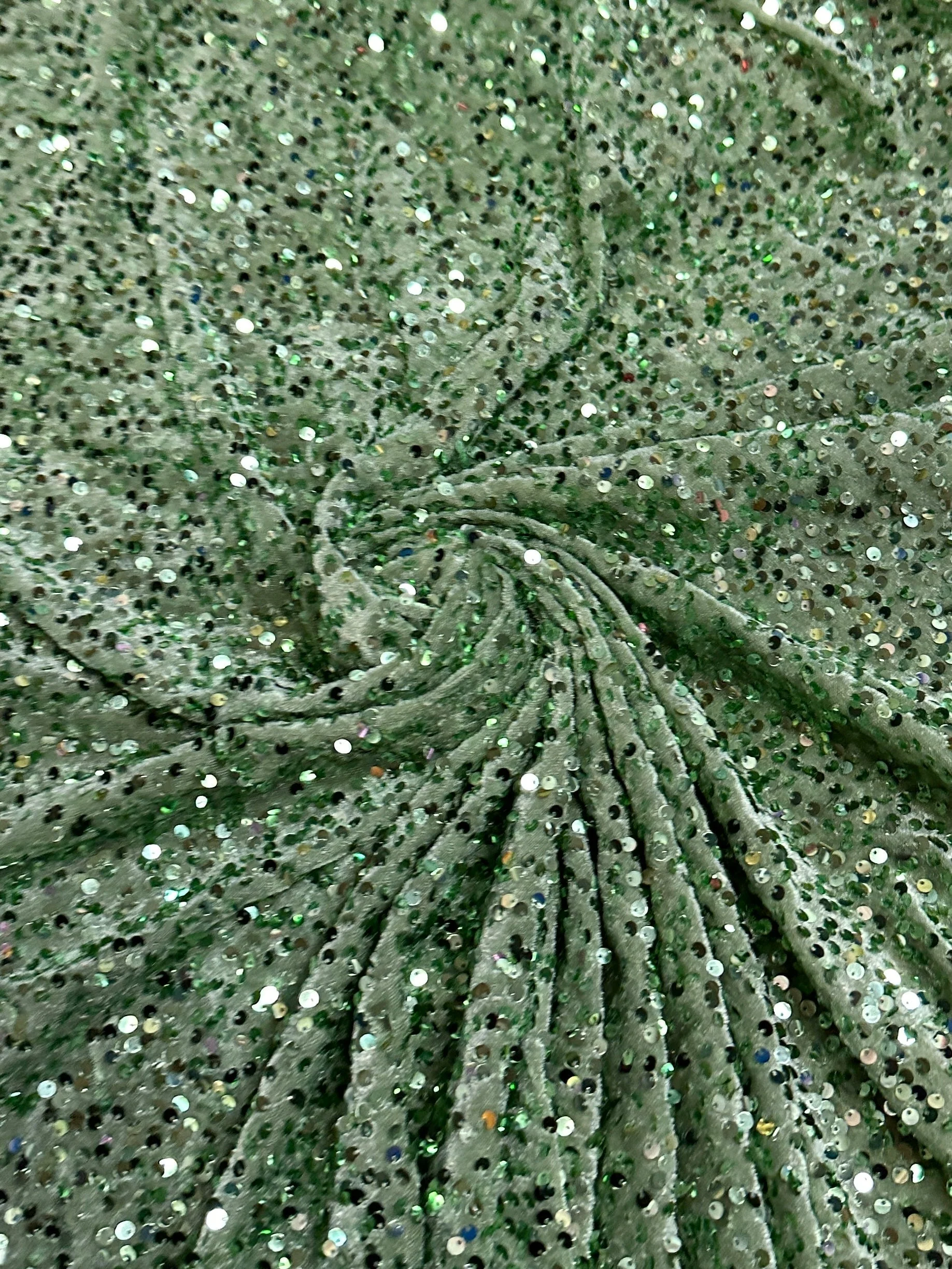 Sage Green Sequins Velvet - Image 8