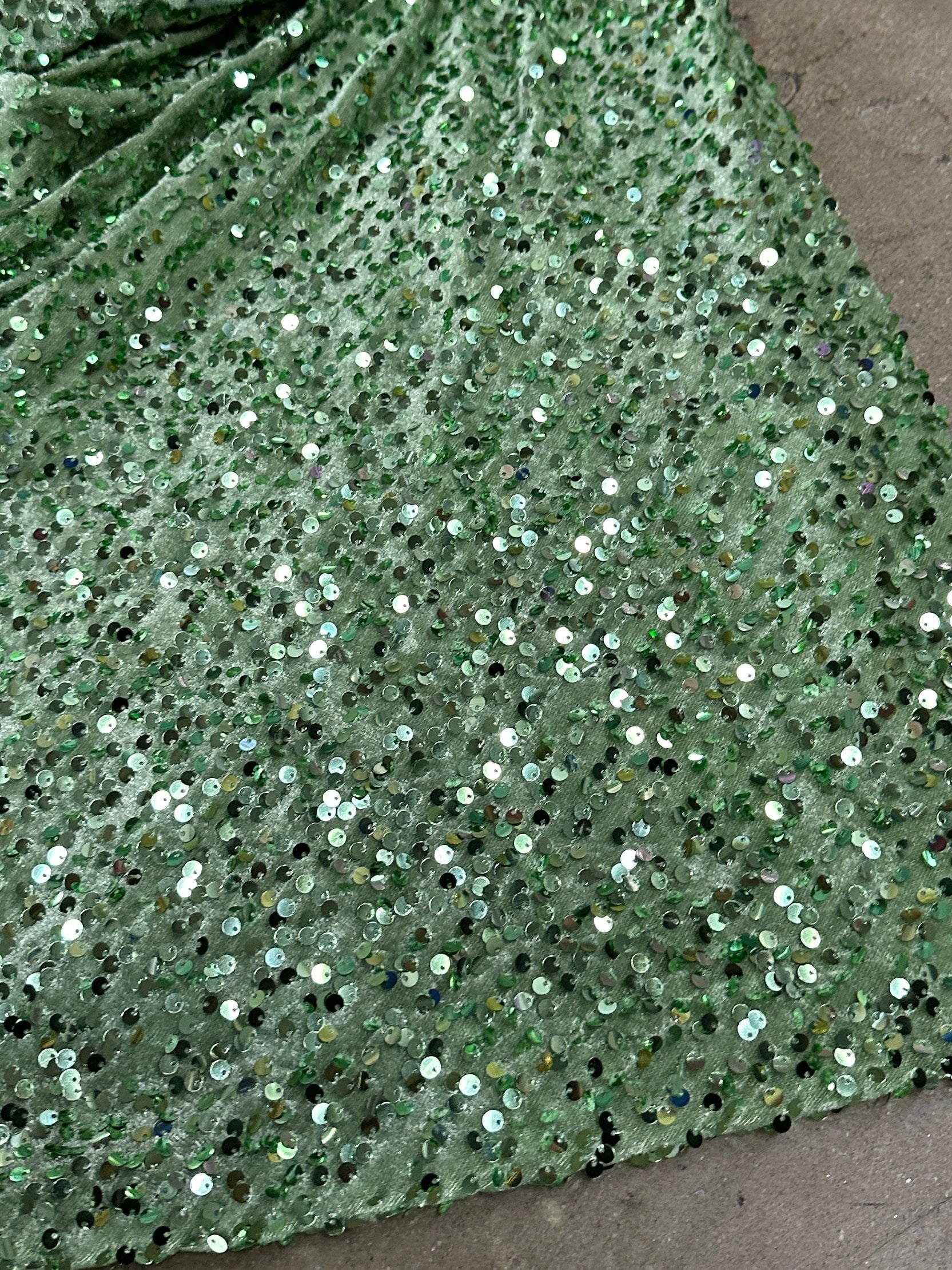 Sage Green Sequins Velvet - Image 9