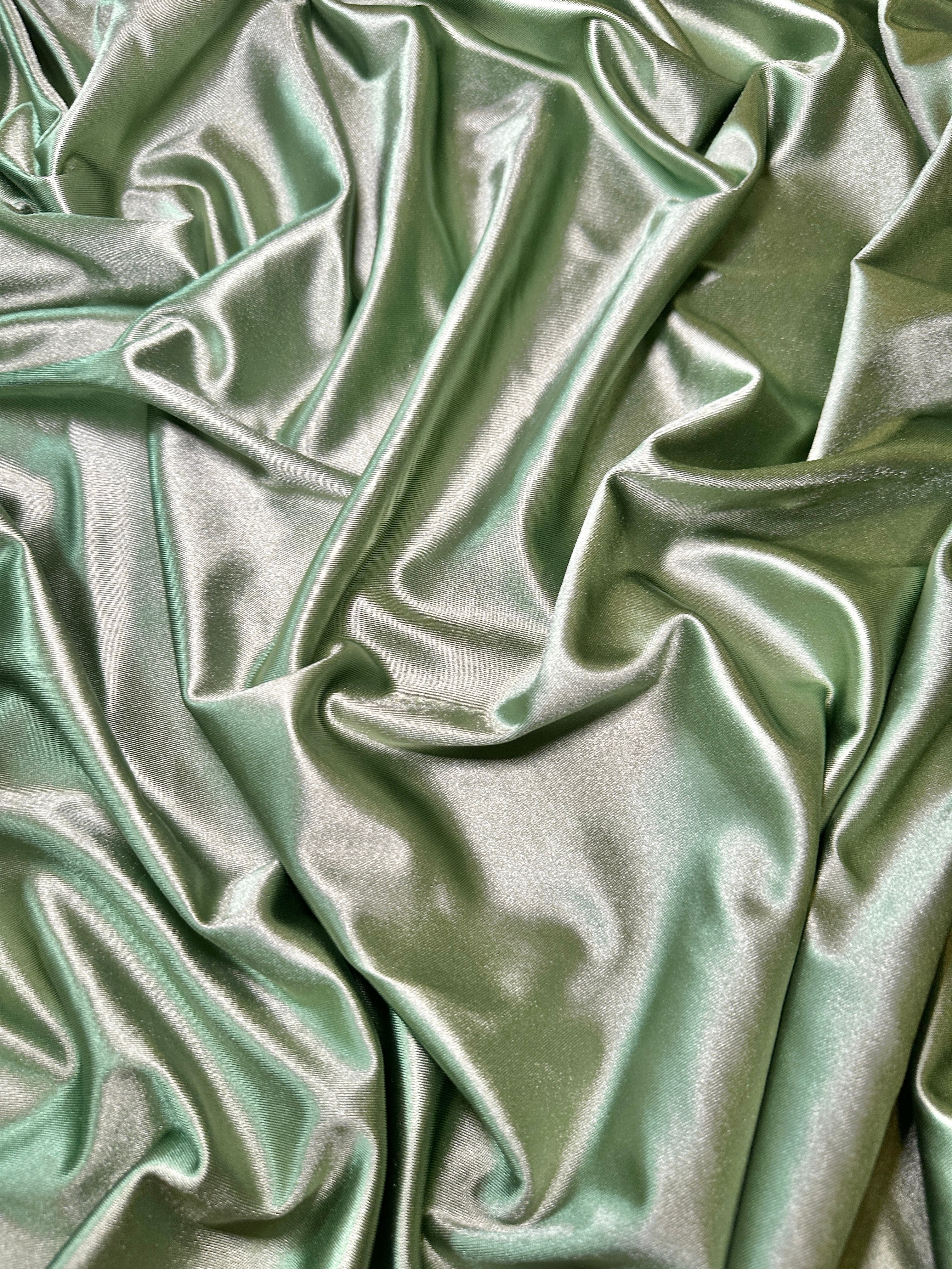 Sage Green Shiny Nylon Spandex