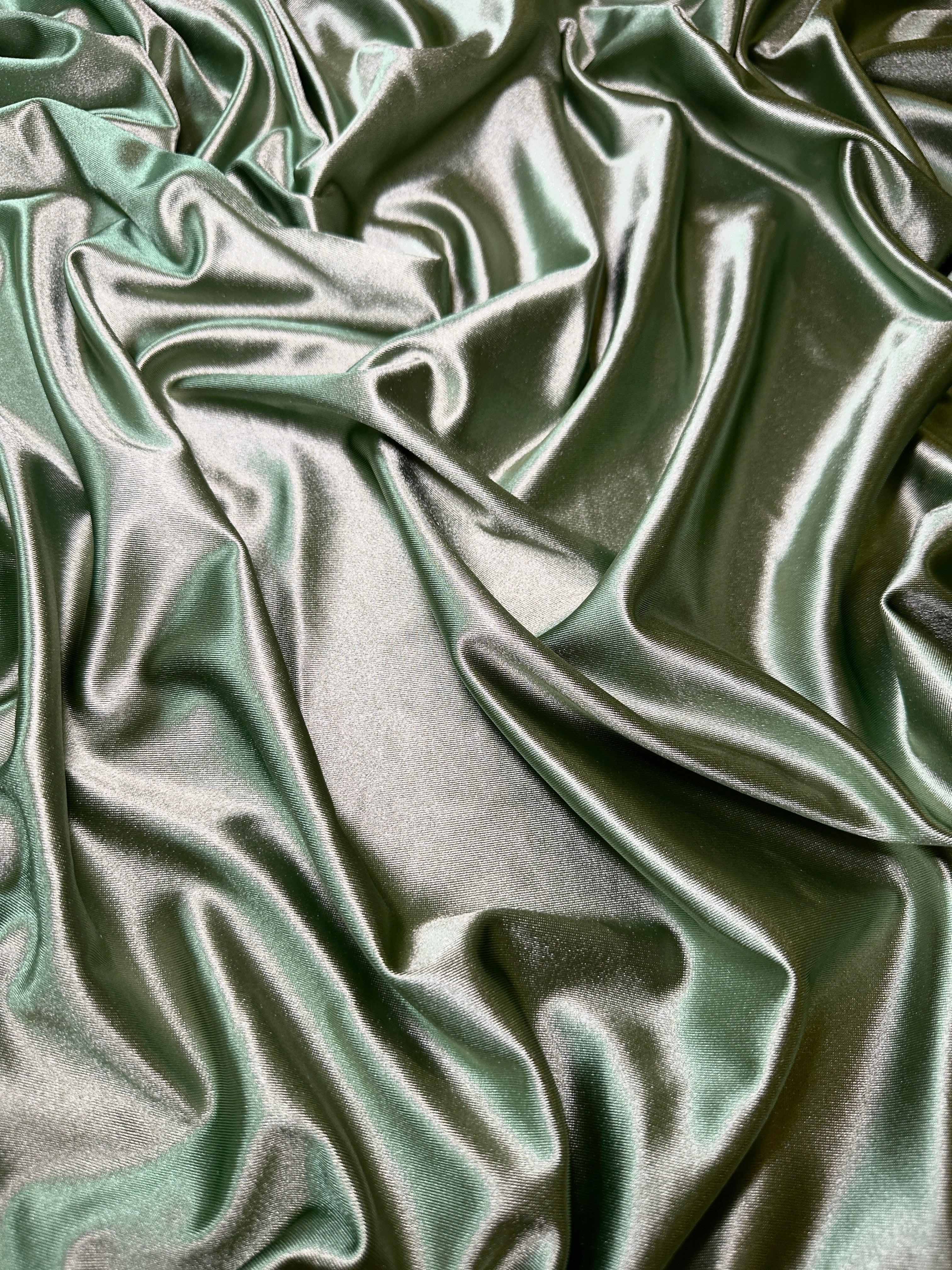 Sage Green Shiny Nylon Spandex - Image 3