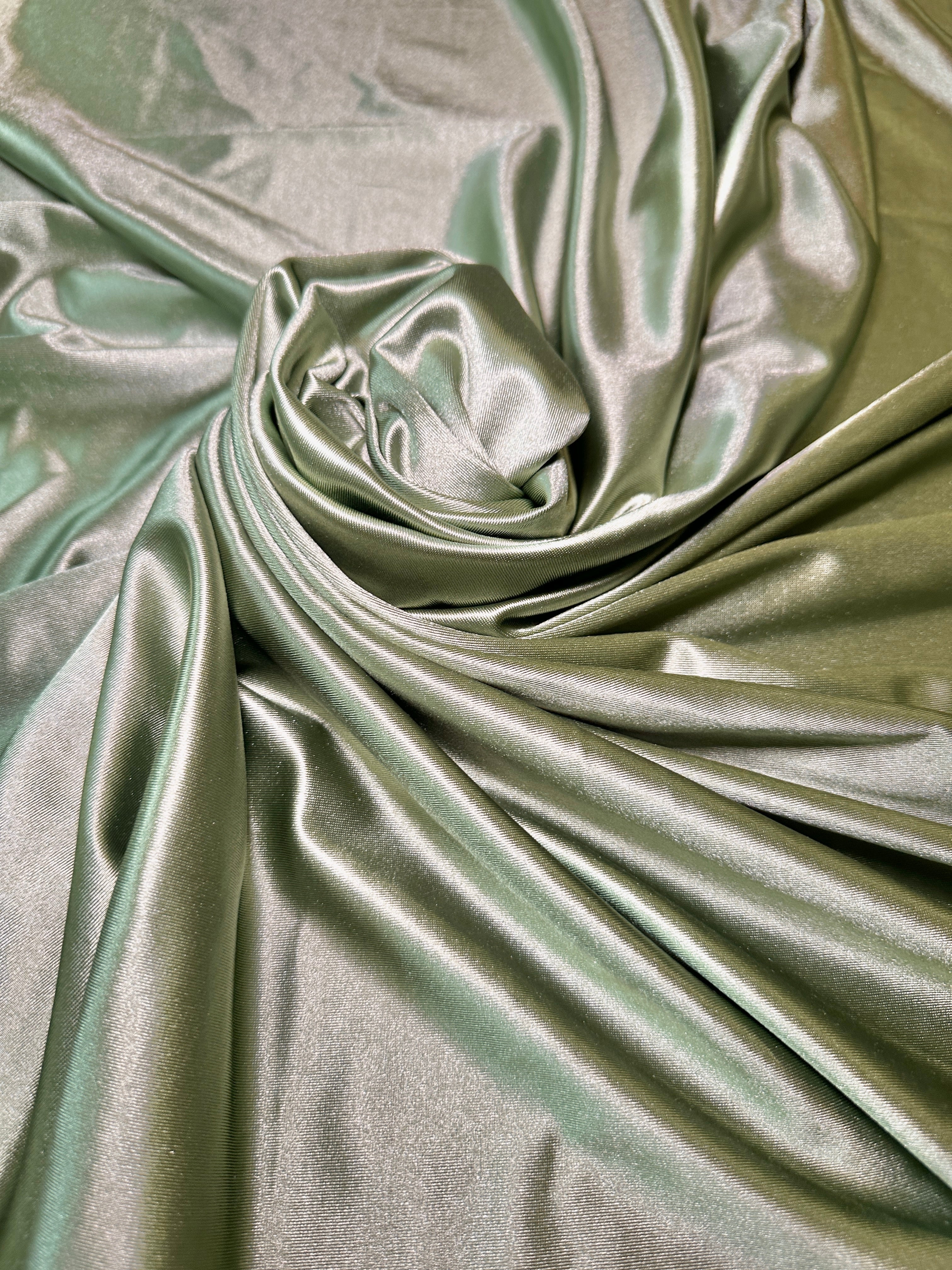 Sage Green Shiny Nylon Spandex - Image 4